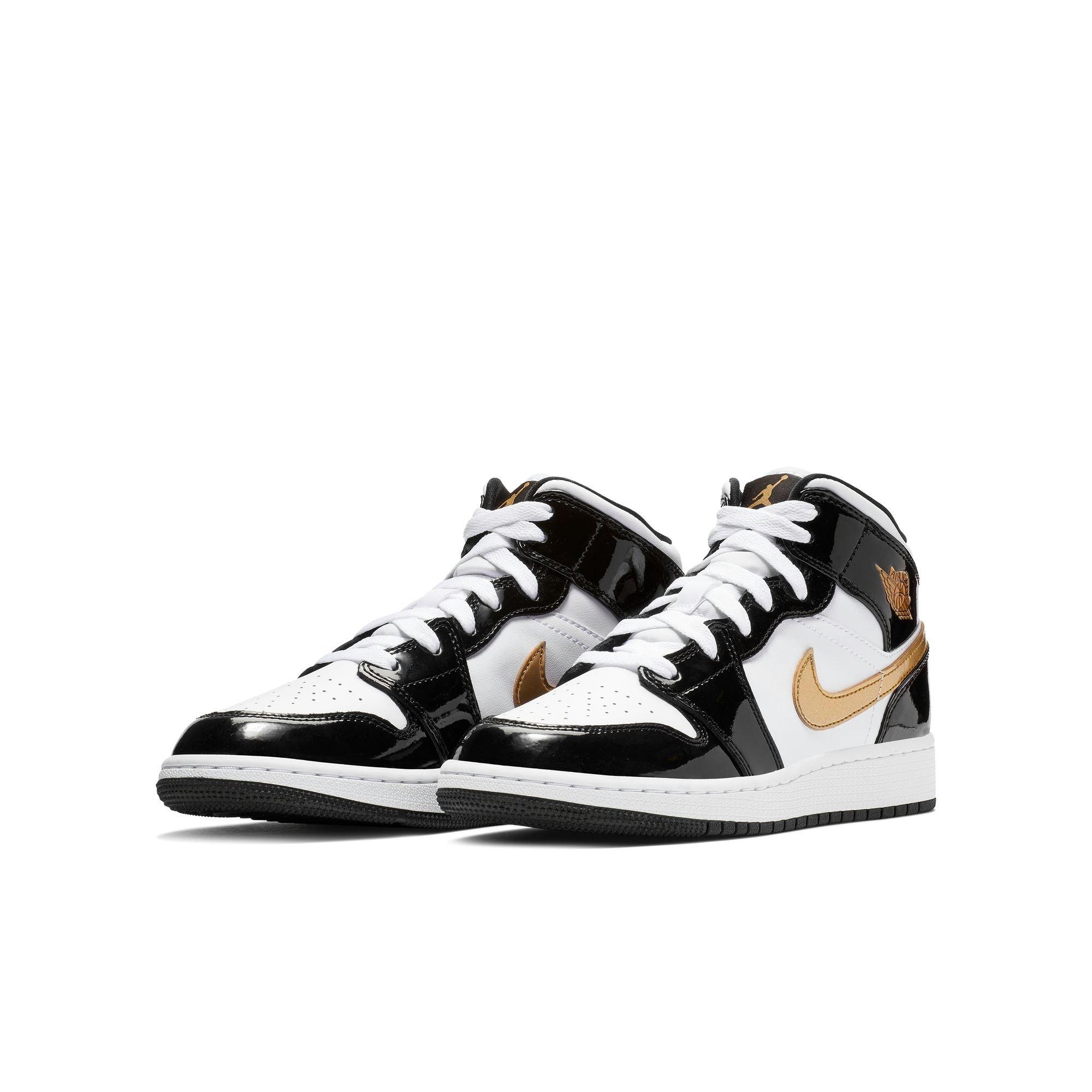 Jordan 1 Mid SE Grade School Kids' "Black Gold" Shoe
