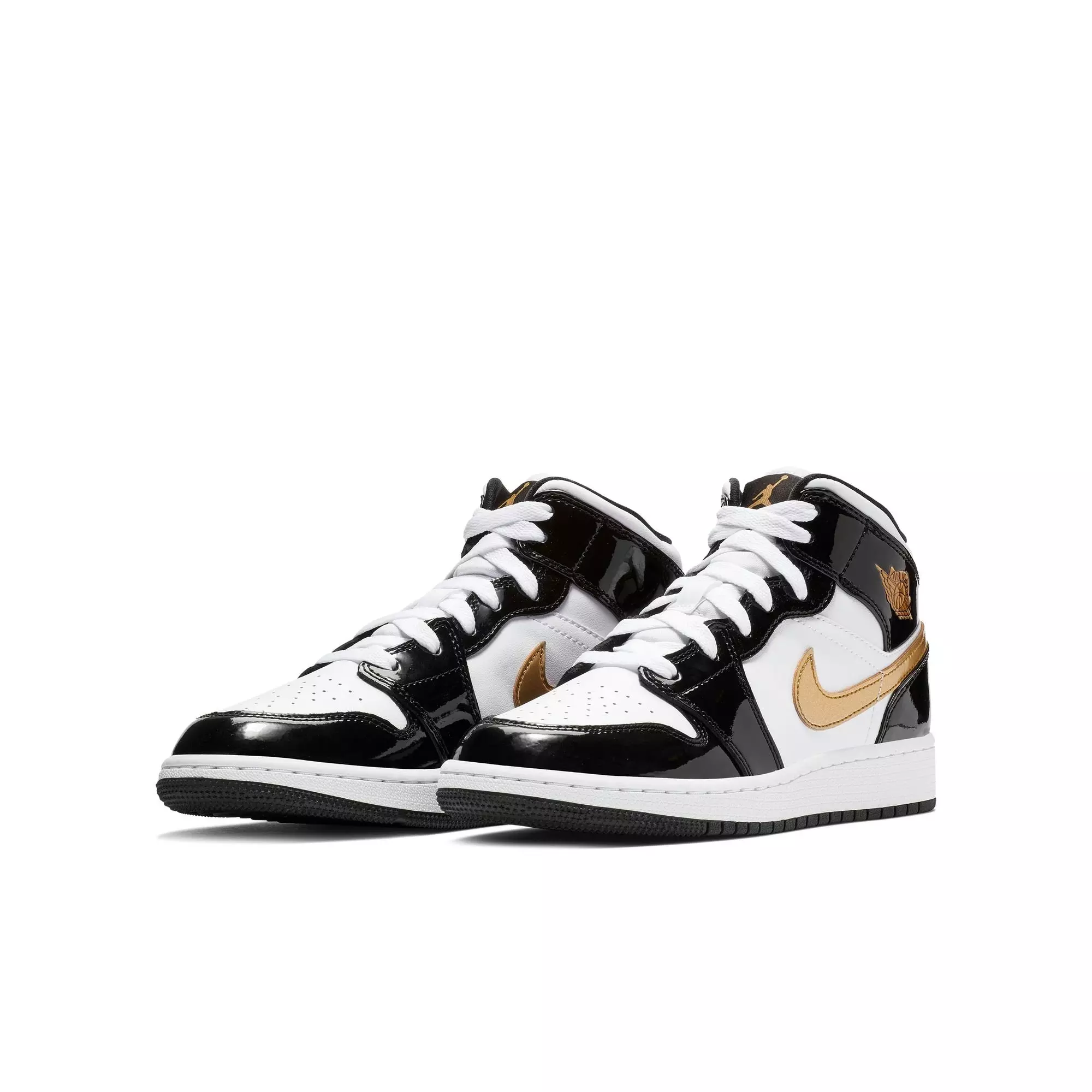 Jordan 1 Mid SE "Black Gold" Grade School Kids' Shoe - BLACK/METALLIC GOLD/WHITE
