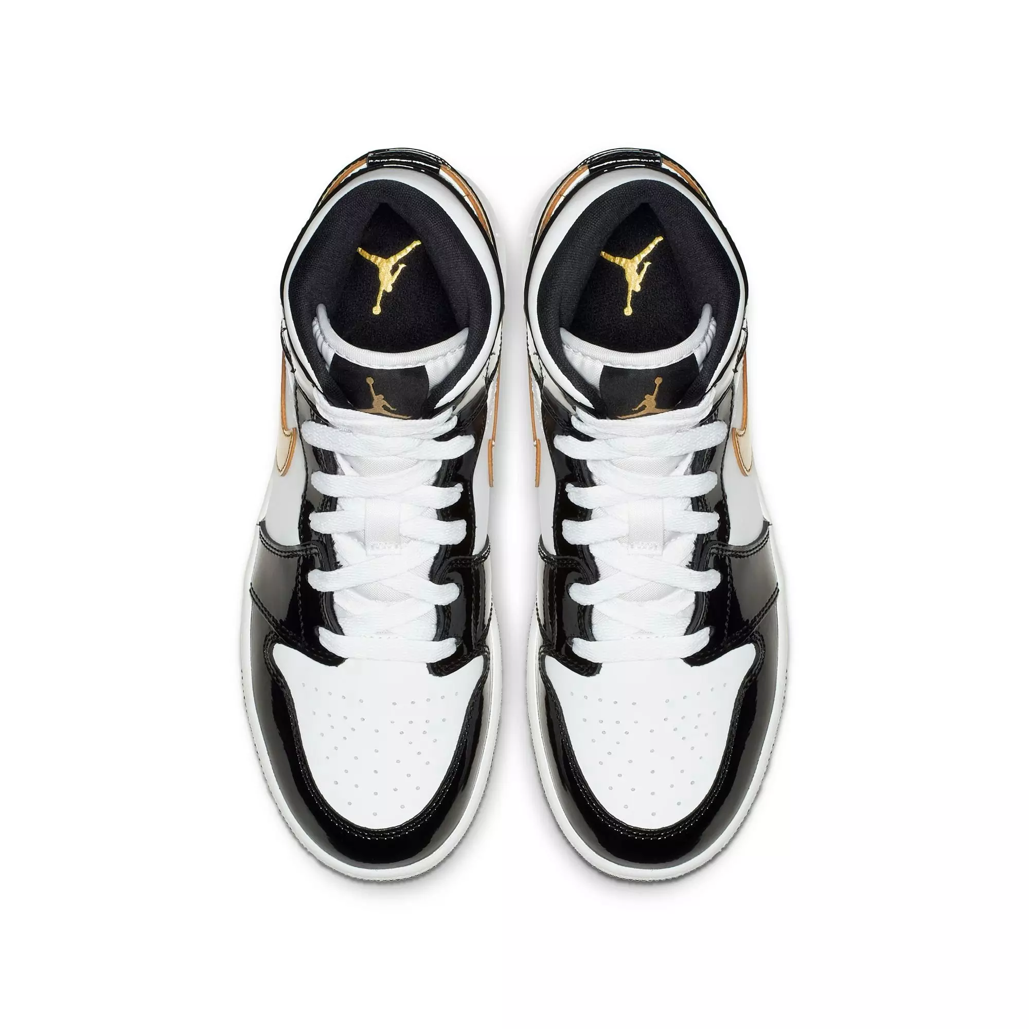 Jordan 1 Mid SE "Black Gold" Grade School Kids' Shoe - BLACK/METALLIC GOLD/WHITE