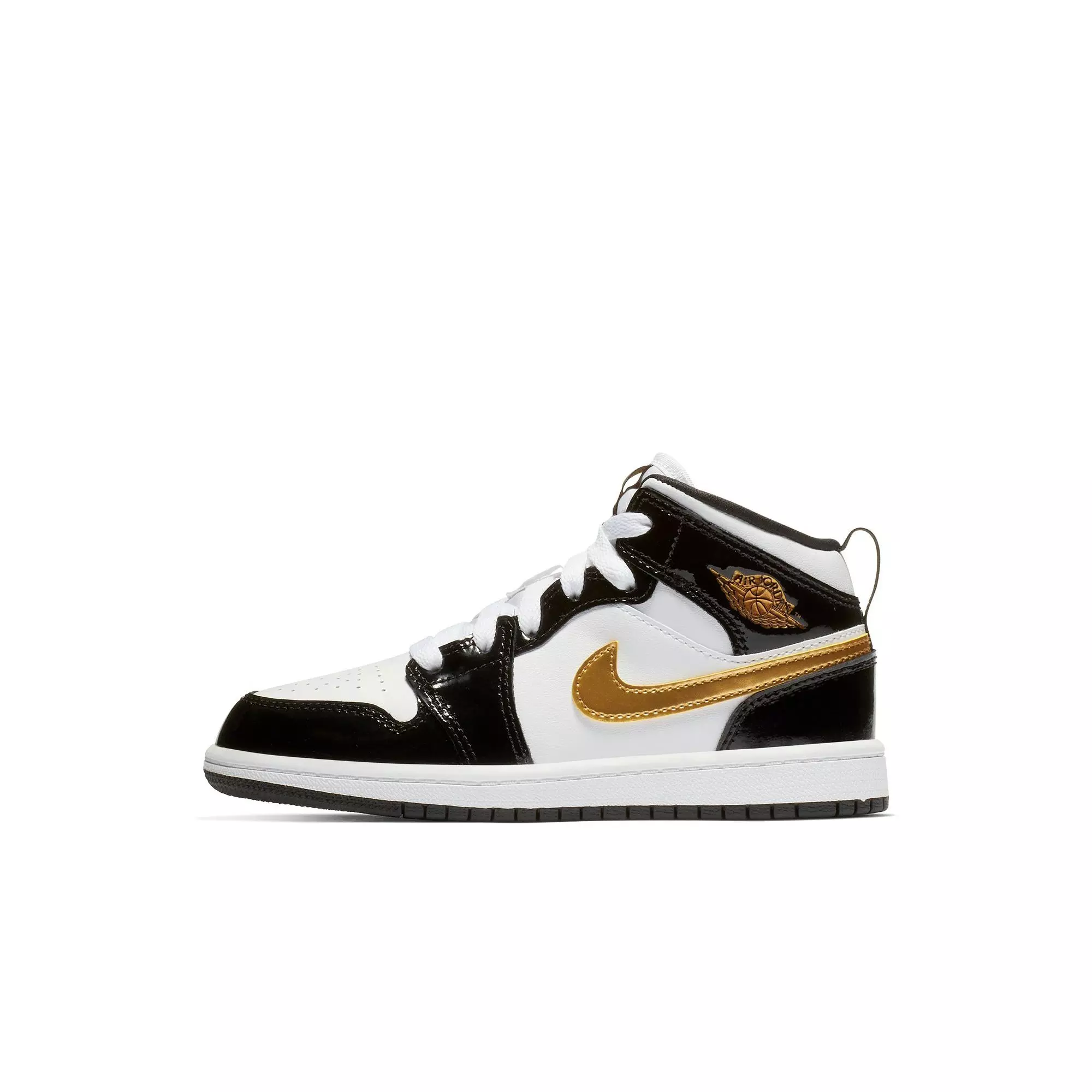 Jordan 1 Mid SE "Black Gold" Preschool Kids' Shoe - BLACK/METALLIC GOLD/WHITE