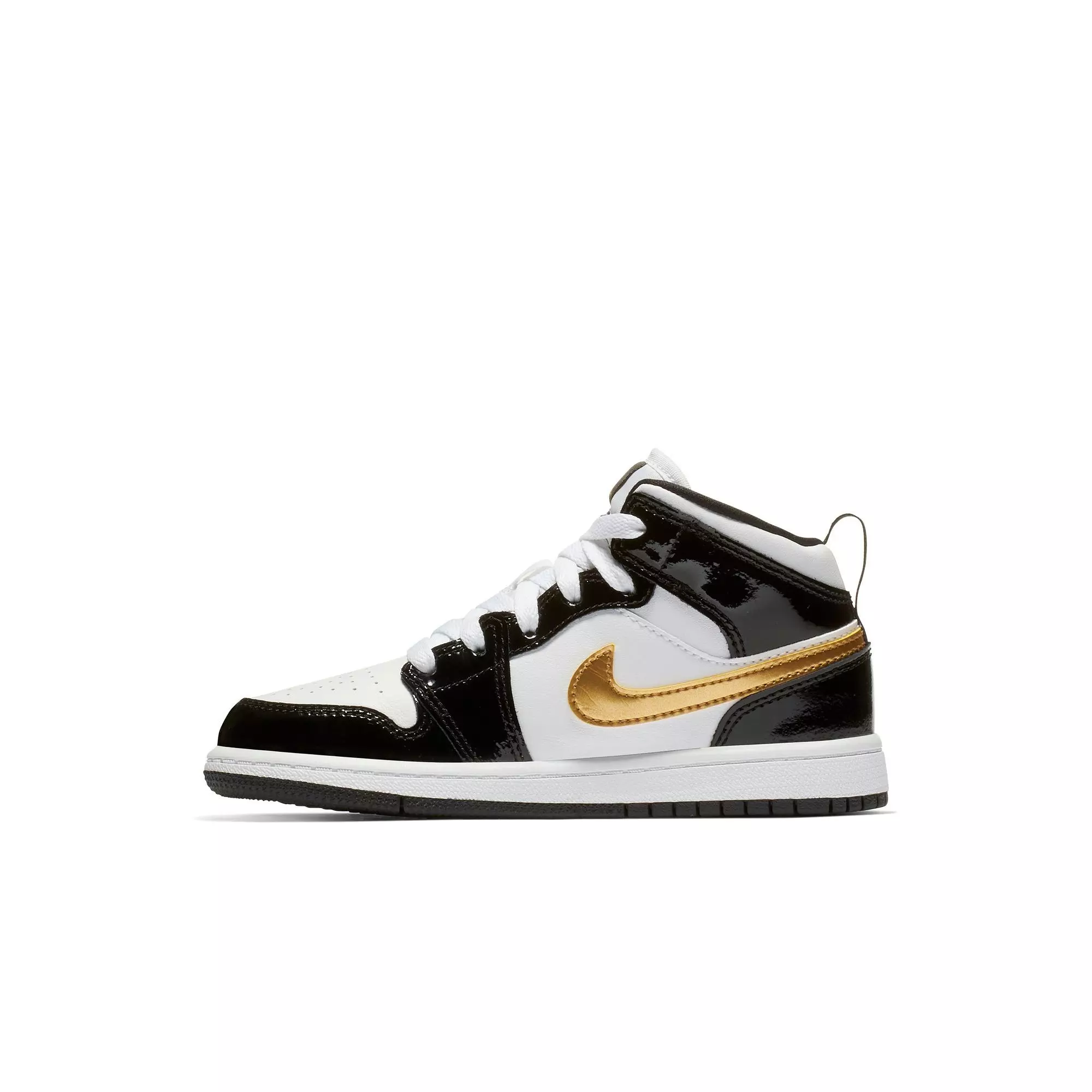Jordan 1 Mid SE "Black Gold" Preschool Kids' Shoe - BLACK/METALLIC GOLD/WHITE