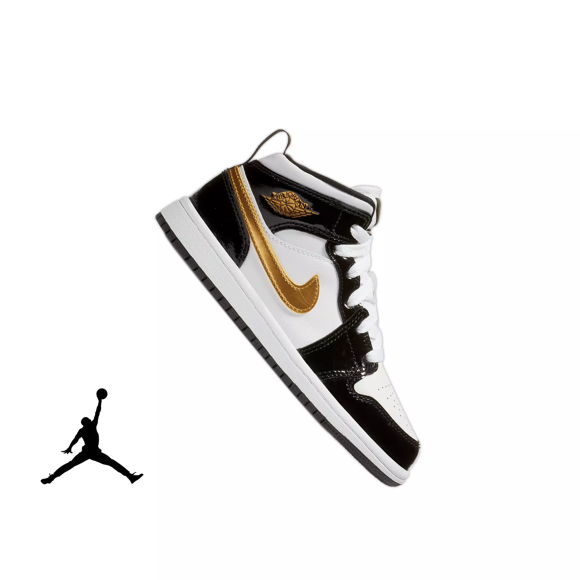 Jordan 1 Mid SE "Black Gold" Preschool Kids' Shoe - BLACK/METALLIC GOLD/WHITE