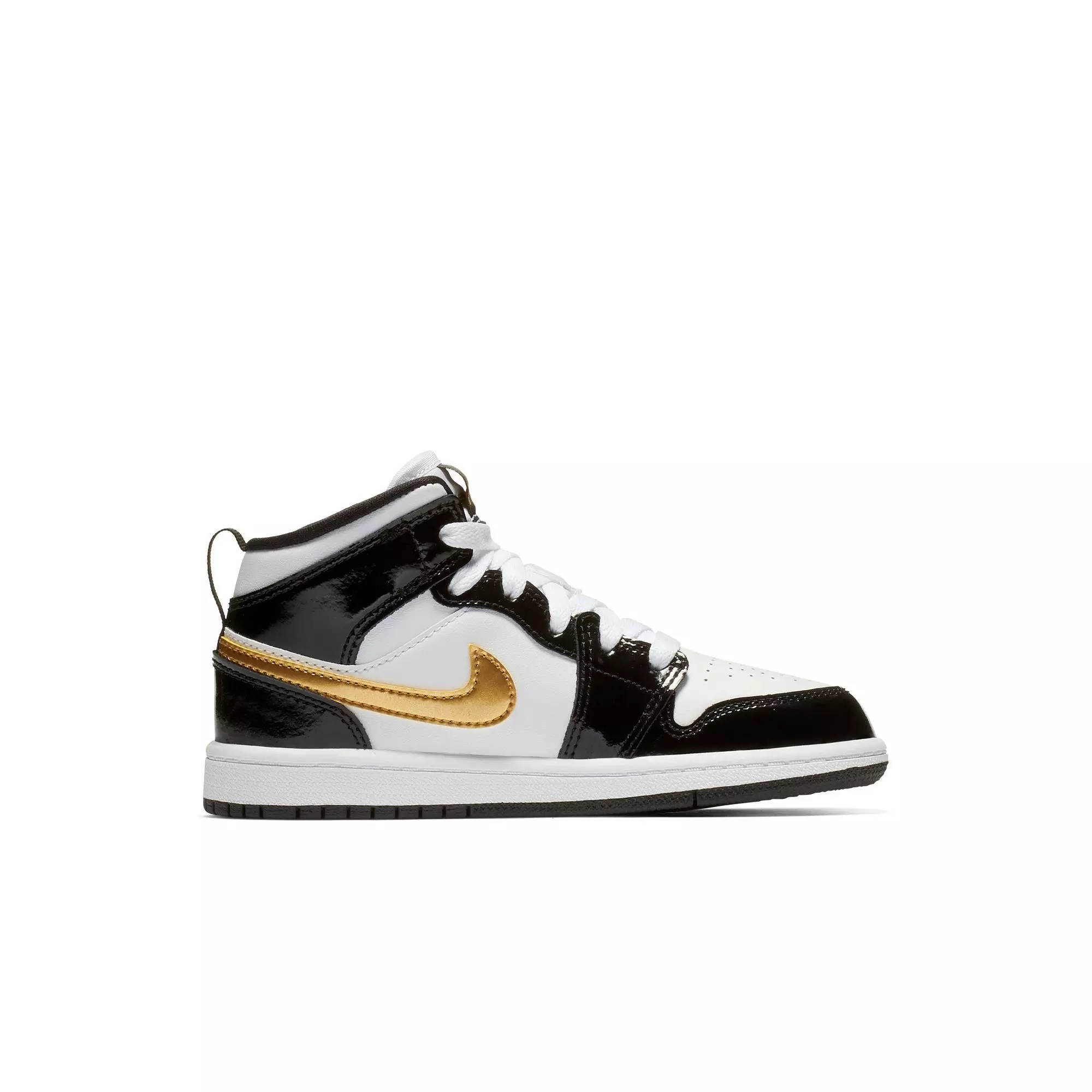 Jordan 1 Mid SE "Black Gold" Preschool Kids' Shoe - BLACK/METALLIC GOLD/WHITE