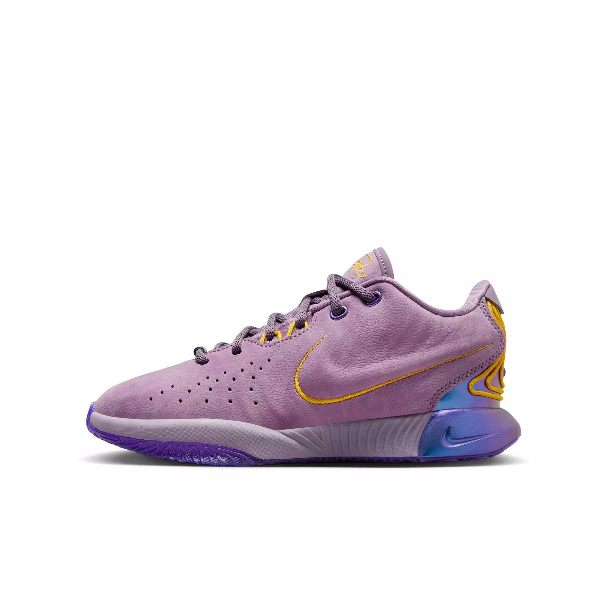 Nike LeBron XXI "Violet Dust" Grade School Kids' Basketball Shoe - VIOLET DUST/UNIVERSITY GOLD