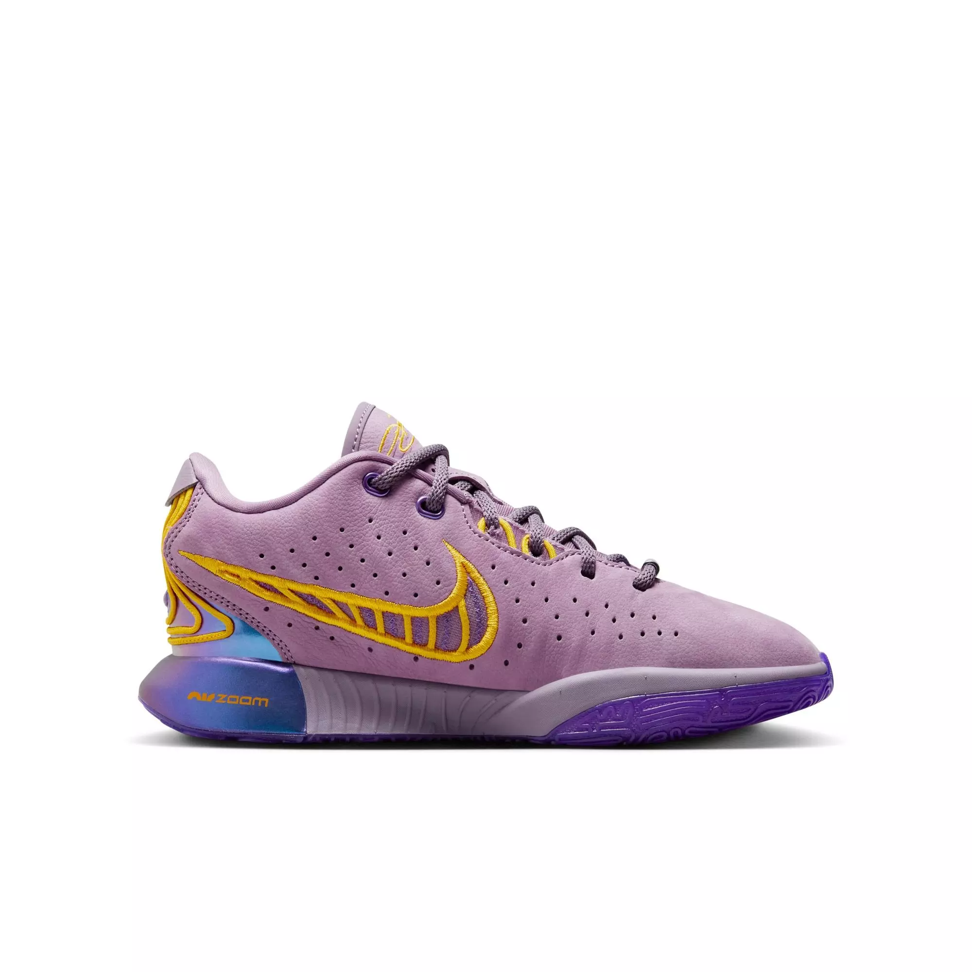 Nike LeBron XXI "Violet Dust" Grade School Kids' Basketball Shoe - VIOLET DUST/UNIVERSITY GOLD