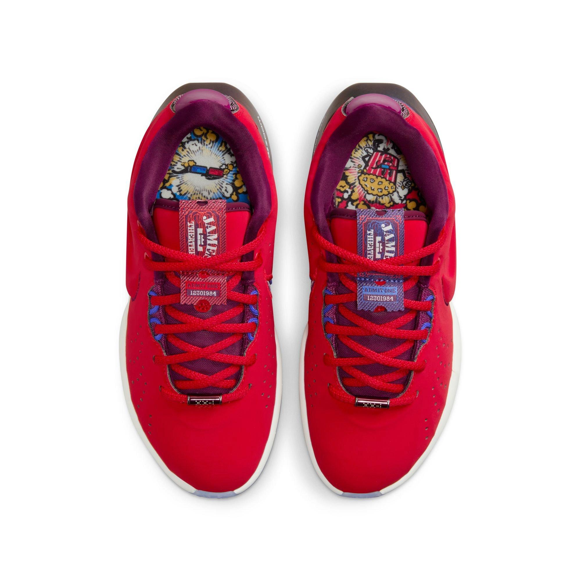 Nike LeBron XXI "James Theater" Grade School Kids' Basketball Shoe -  UNIVERSITY RED/IVORY/BORDEAUX Thumbnail View 14