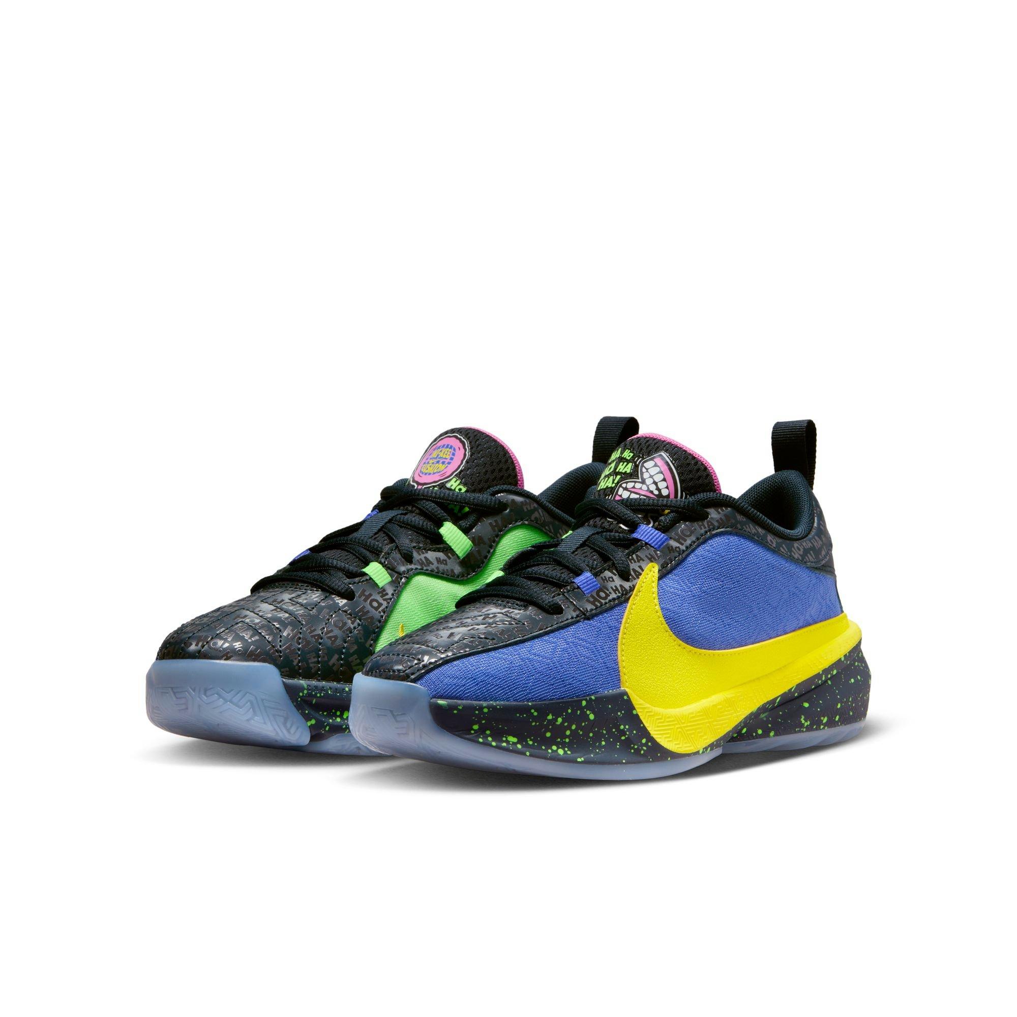 Nike Freak 5 "Joker" Grade School Kids' Basketball Shoe - BLUE TINT/OPTI YELLOW/BLUE JOY Thumbnail View 3