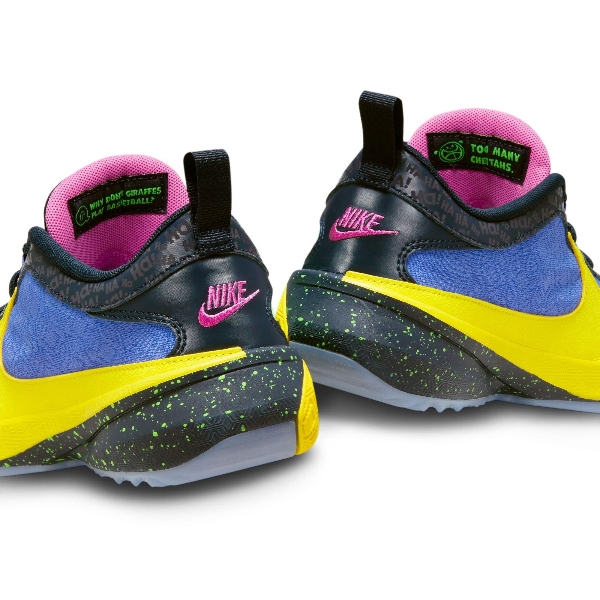 Nike Freak 5 "Joker" Grade School Kids' Basketball Shoe - BLUE TINT/OPTI YELLOW/BLUE JOY Thumbnail View 4