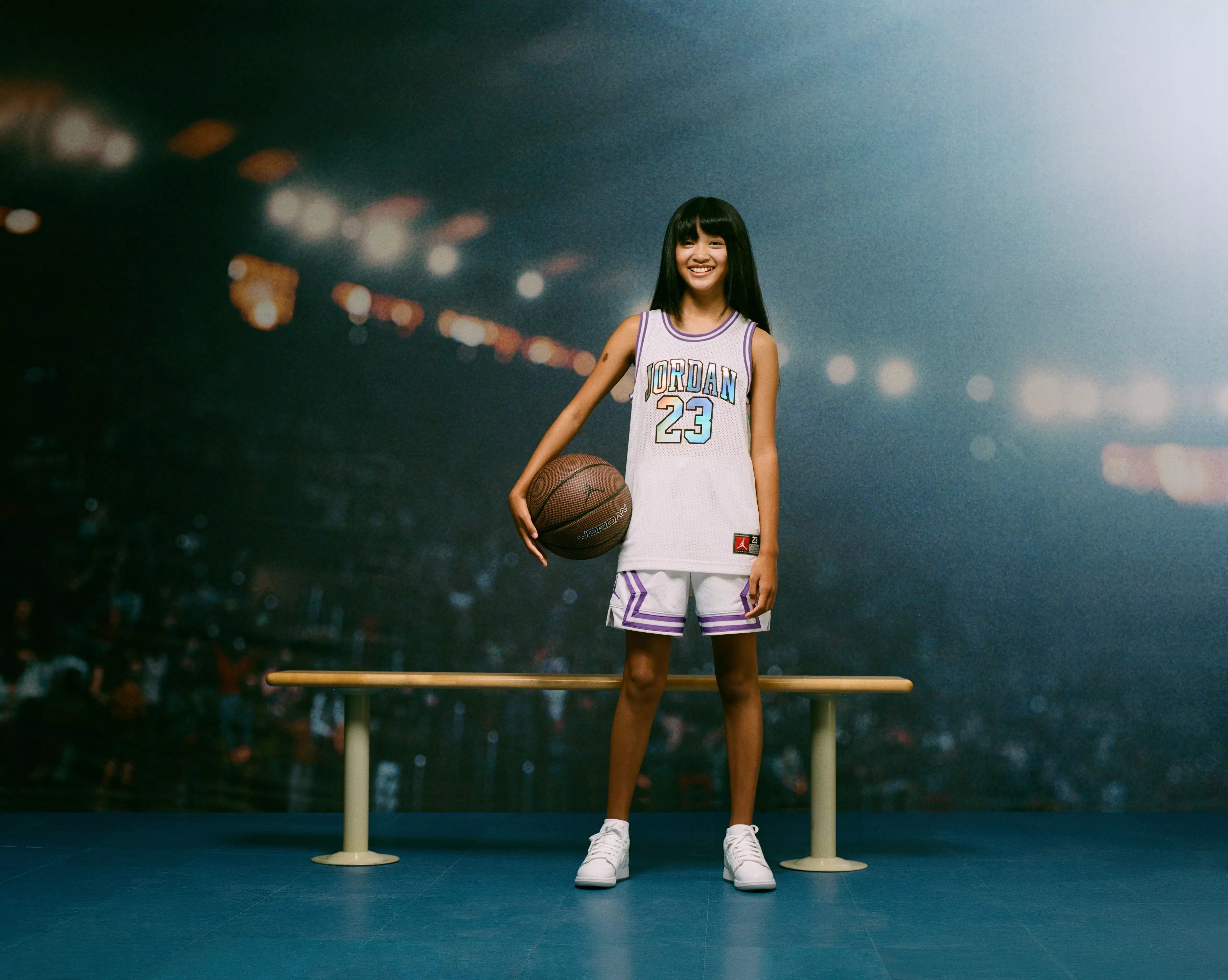 Jordan Big Girls' Iridescent Jersey - WHITE