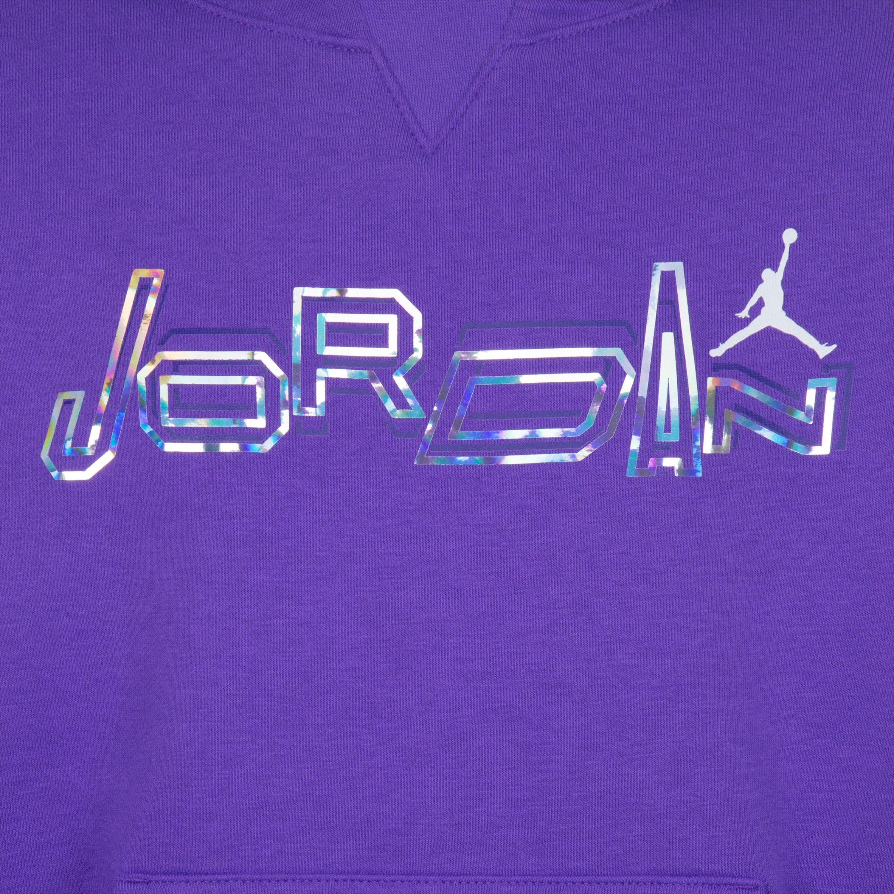 Jordan Big Girls' Take Flight Hoodie - PURPLE Thumbnail View 3