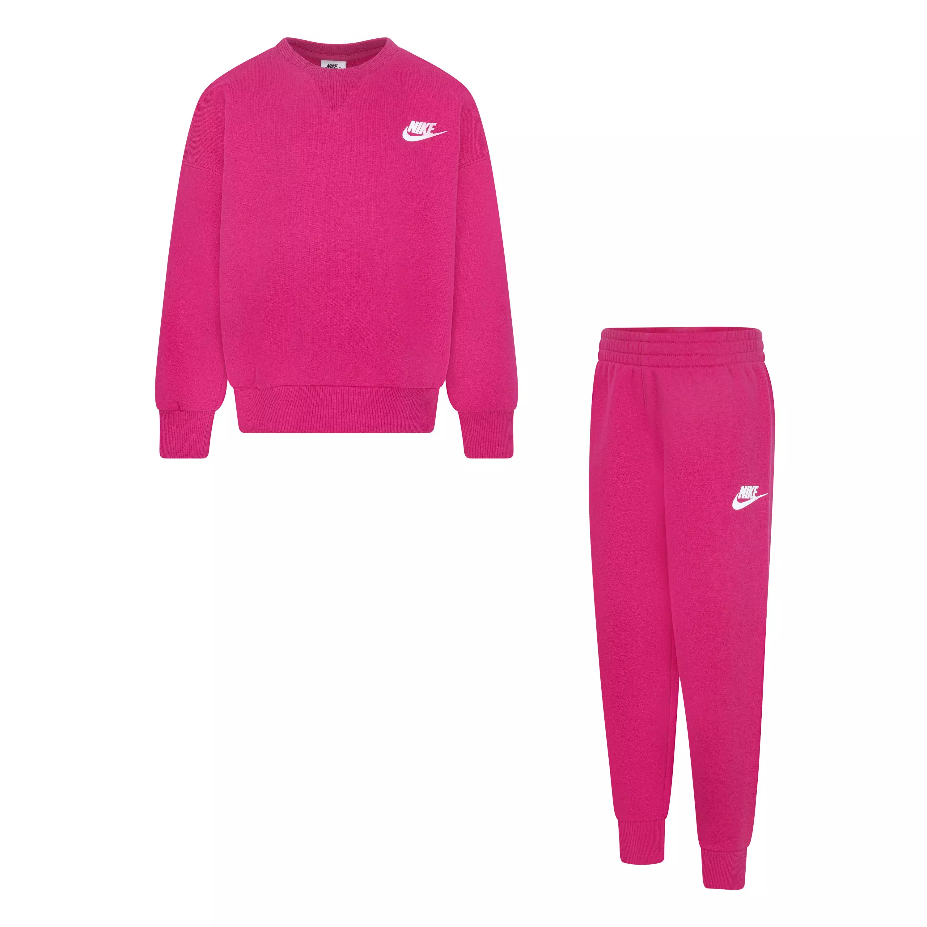 Nike Little Girls' Snow Day Fleece Crew Set - Pink - BERRY