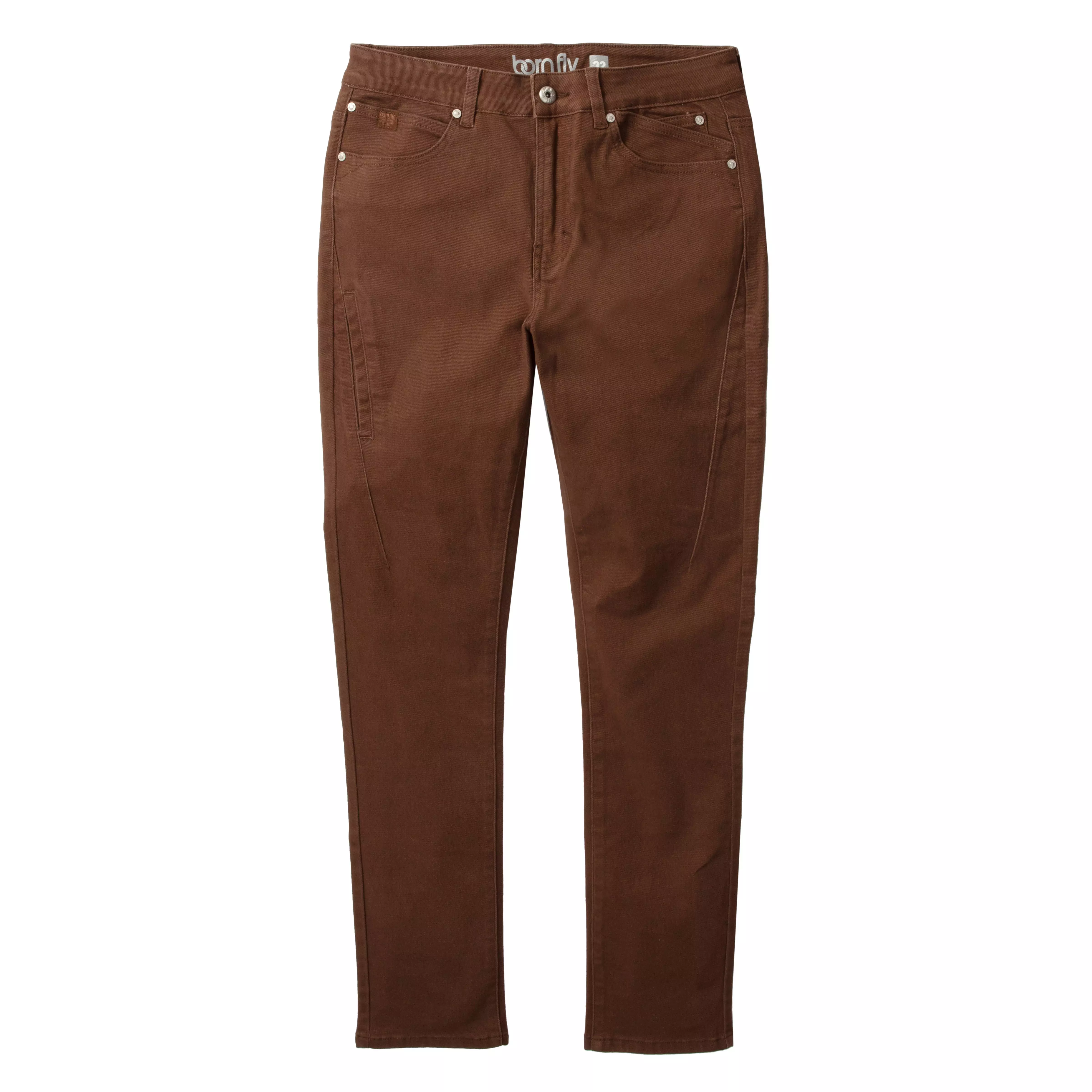 Born Fly Men's Fly Slim Fit Jeans - BROWN