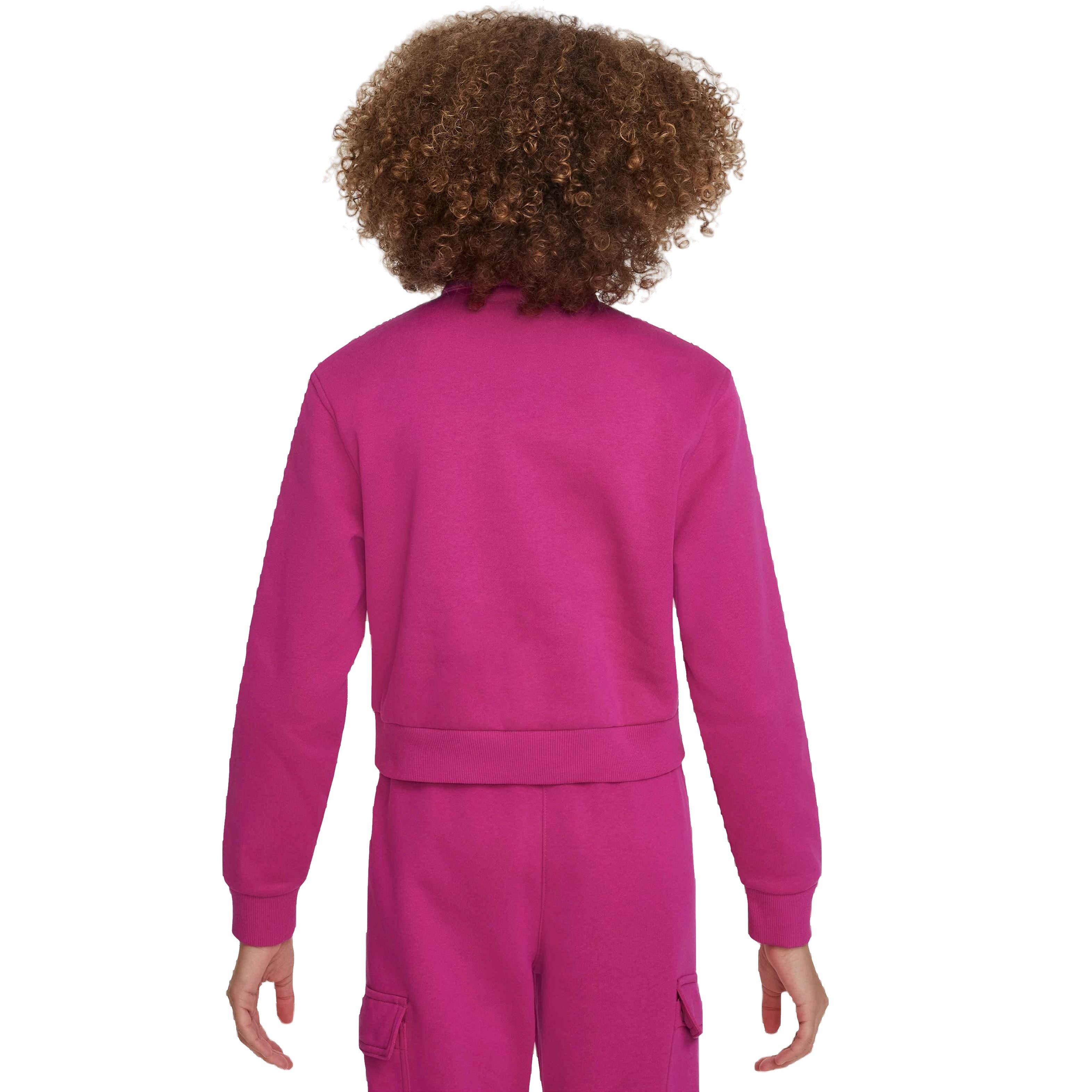 Nike Big Girls' Sportswear Club Fleece 1/2-Zip Long-Sleeve Top-Berry - BERRY Thumbnail View 2