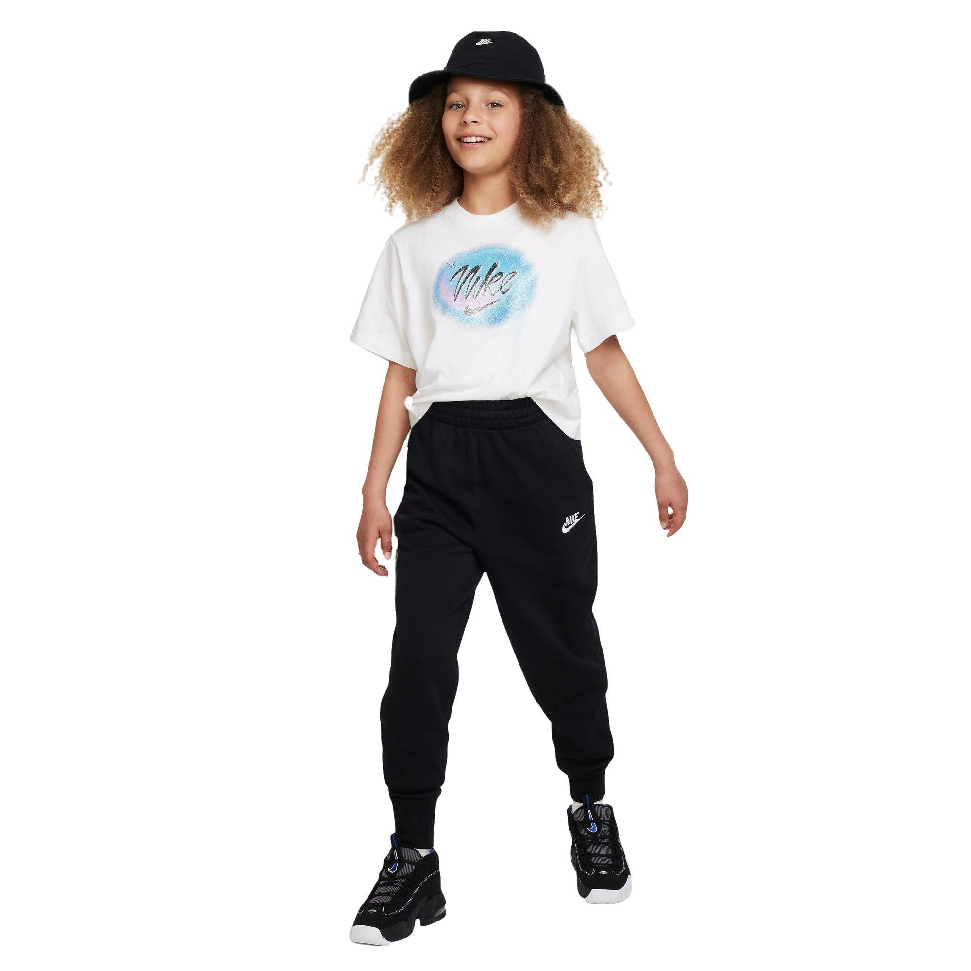 Nike Big Girls' Sportswear Club Fleece High-Waisted Fleece Pants-Black - BLACK Thumbnail View 6