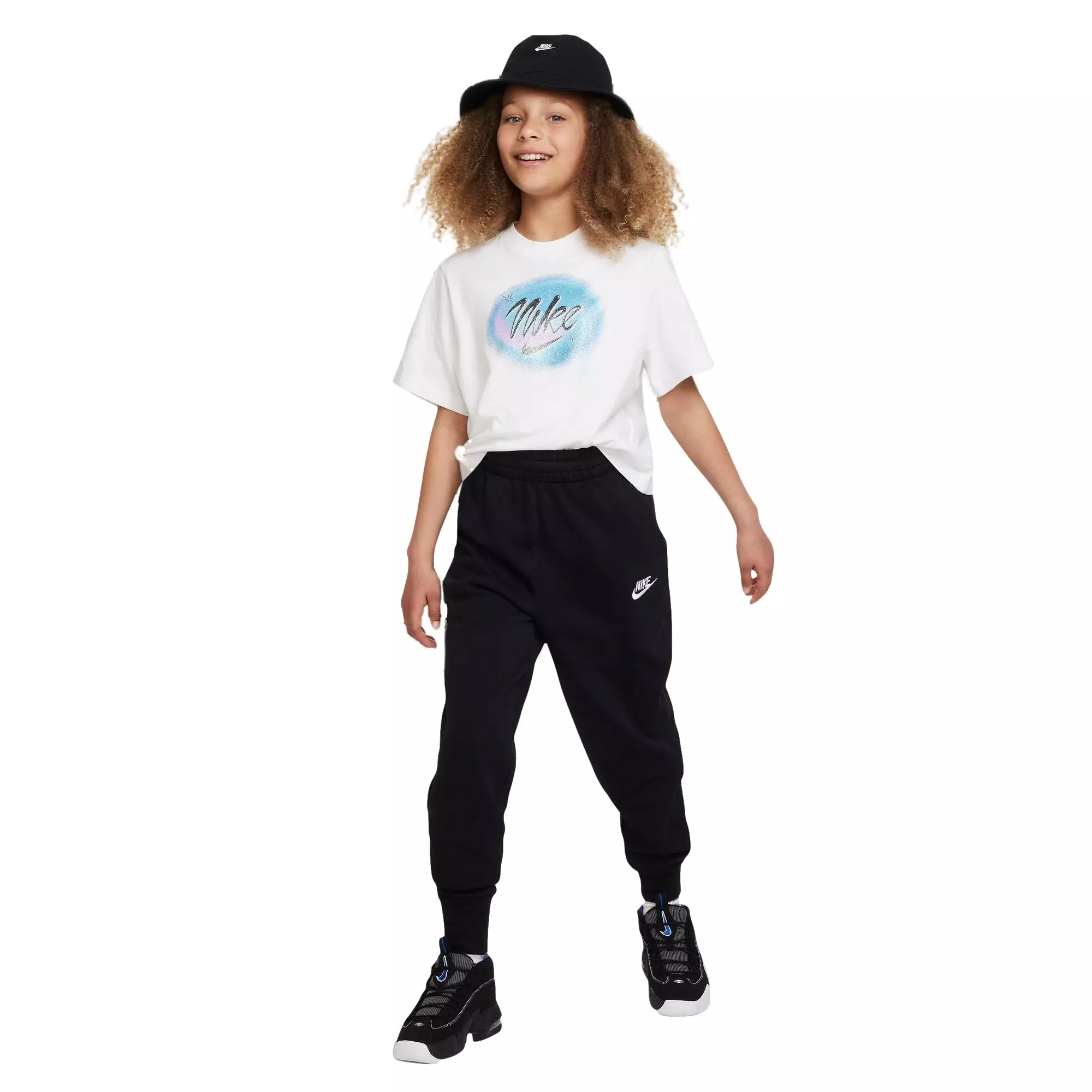 Nike Big Girls' Sportswear Club Fleece High-Waisted Fleece Pants-Black - BLACK