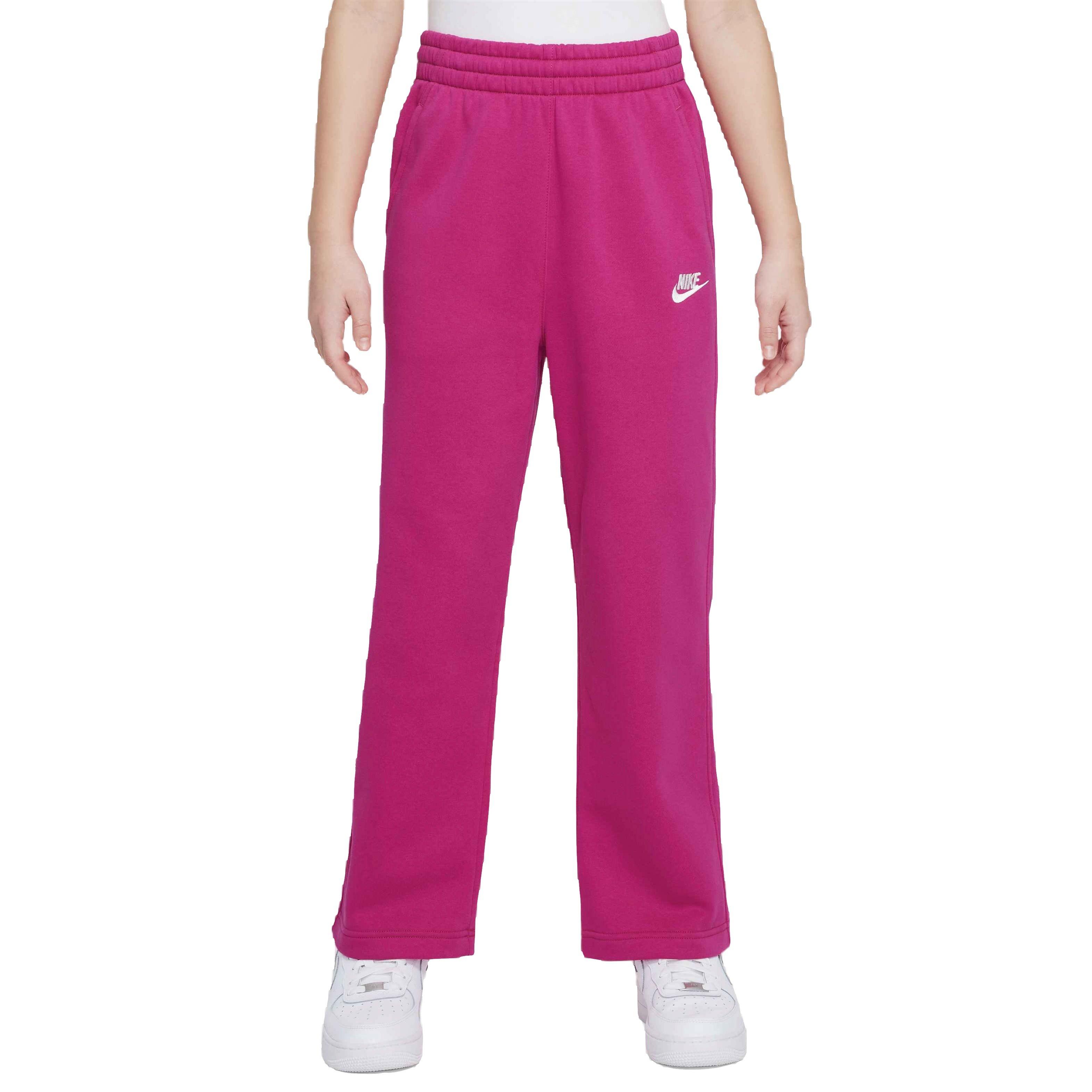 Nike Big Girls' Sportswear Club Fleece Wide-Leg Pants-Berry - Hibbett