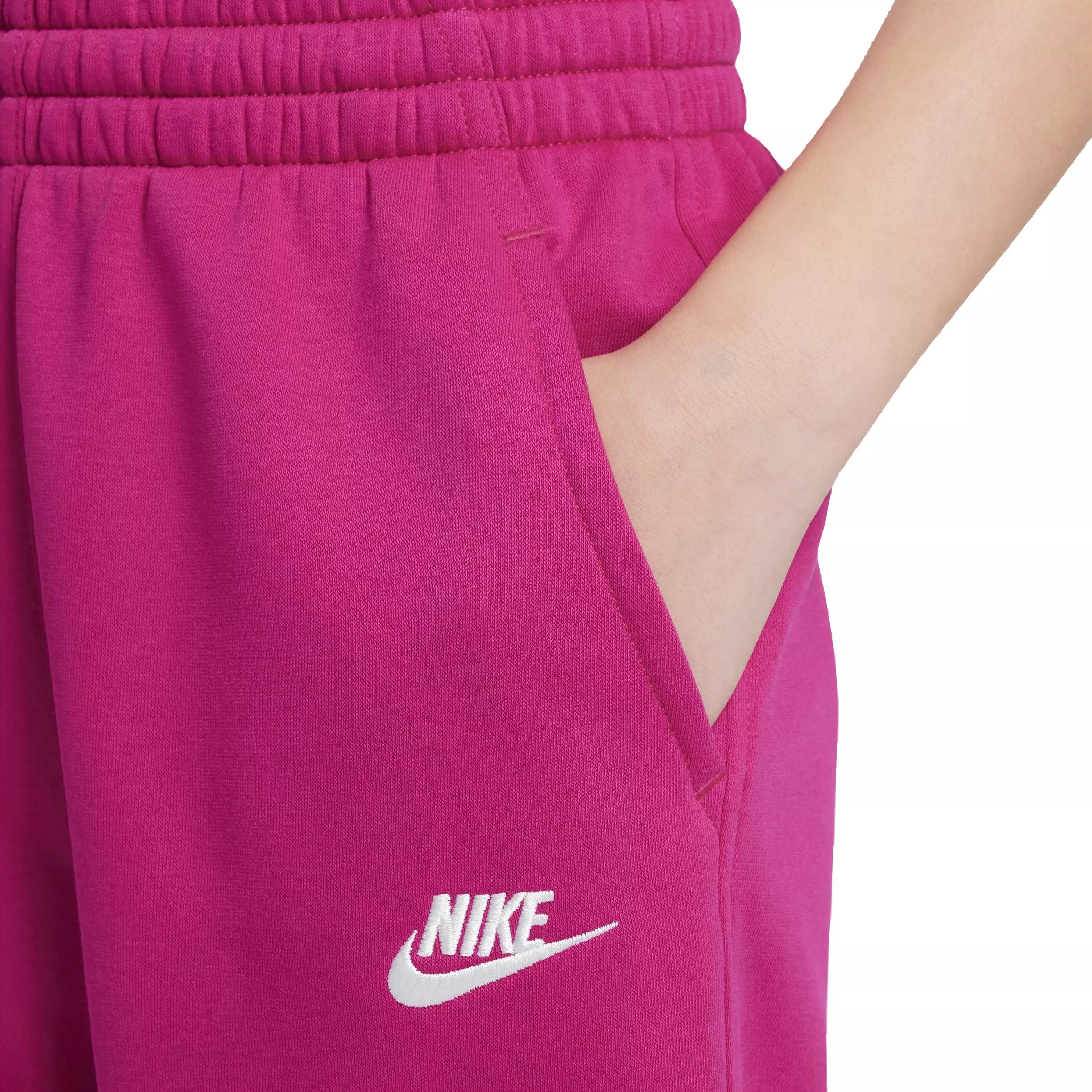 Nike Big Girls' Sportswear Club Fleece Wide-Leg Pants-Berry - BERRY