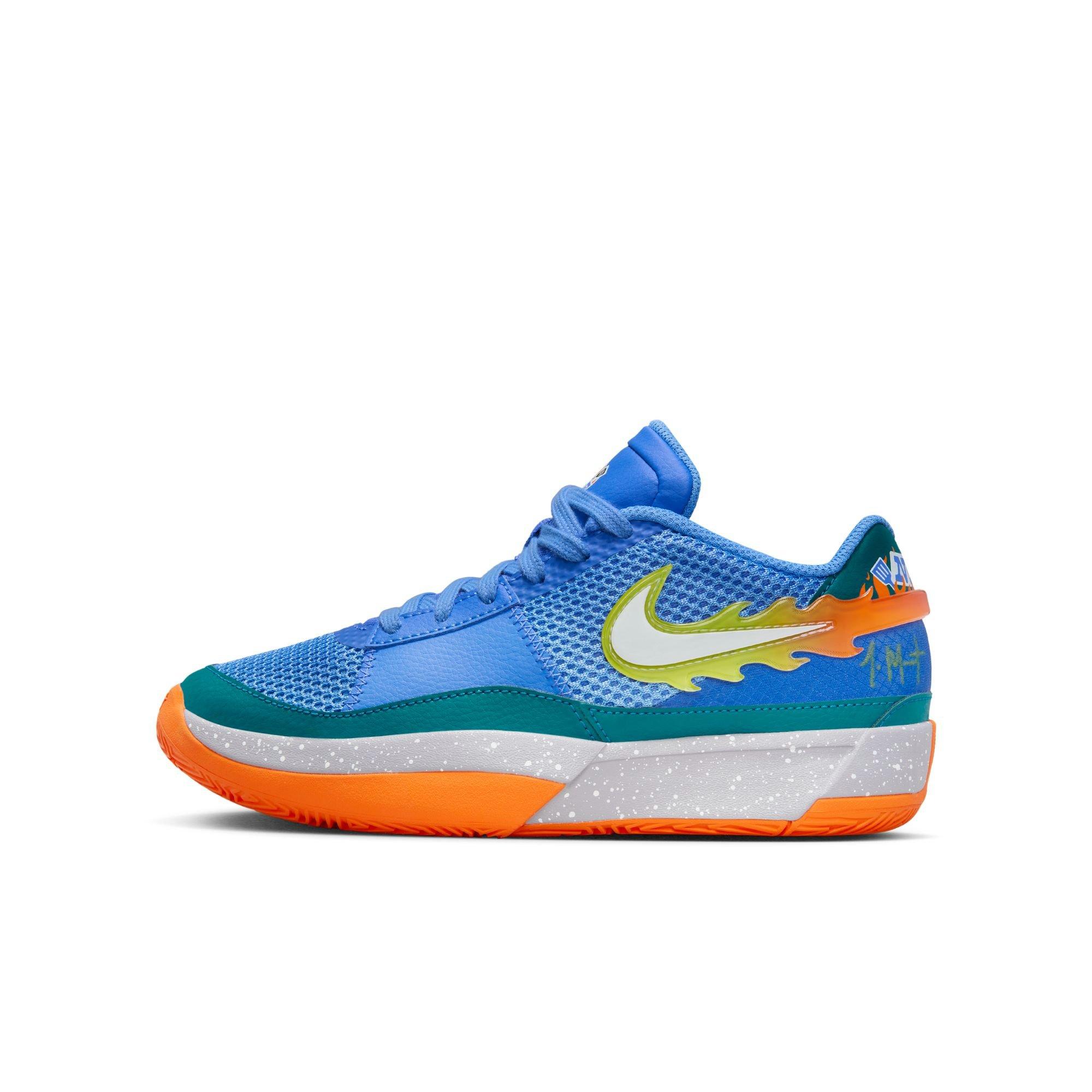 Nike Ja 1 "Backyard BBQ" Grade School Kids' Basketball Shoe - BLUE JOY/WHITE/GEODE TEAL Thumbnail View 9