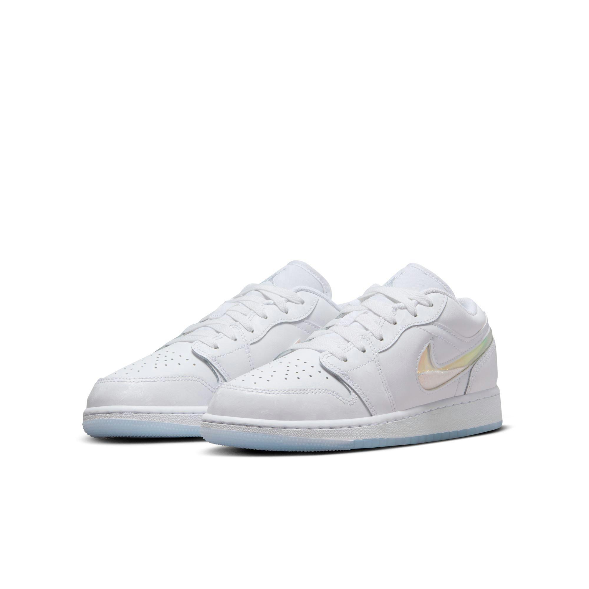 Jordan 1 Low "Frozen" Grade School Girls' Shoe - WHITE/BLUE Thumbnail View 5