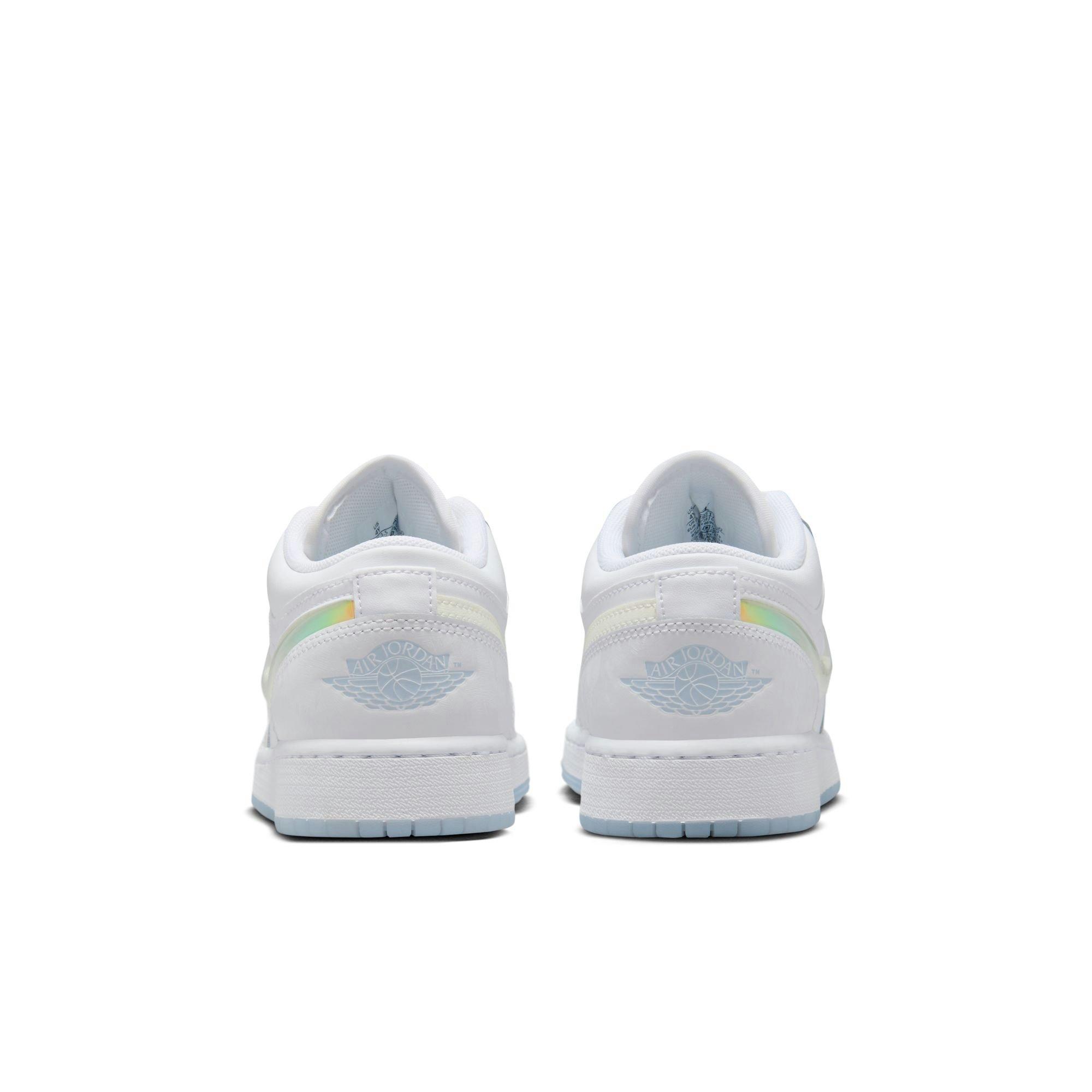 Jordan 1 Low "Frozen" Grade School Girls' Shoe - WHITE/BLUE Thumbnail View 6
