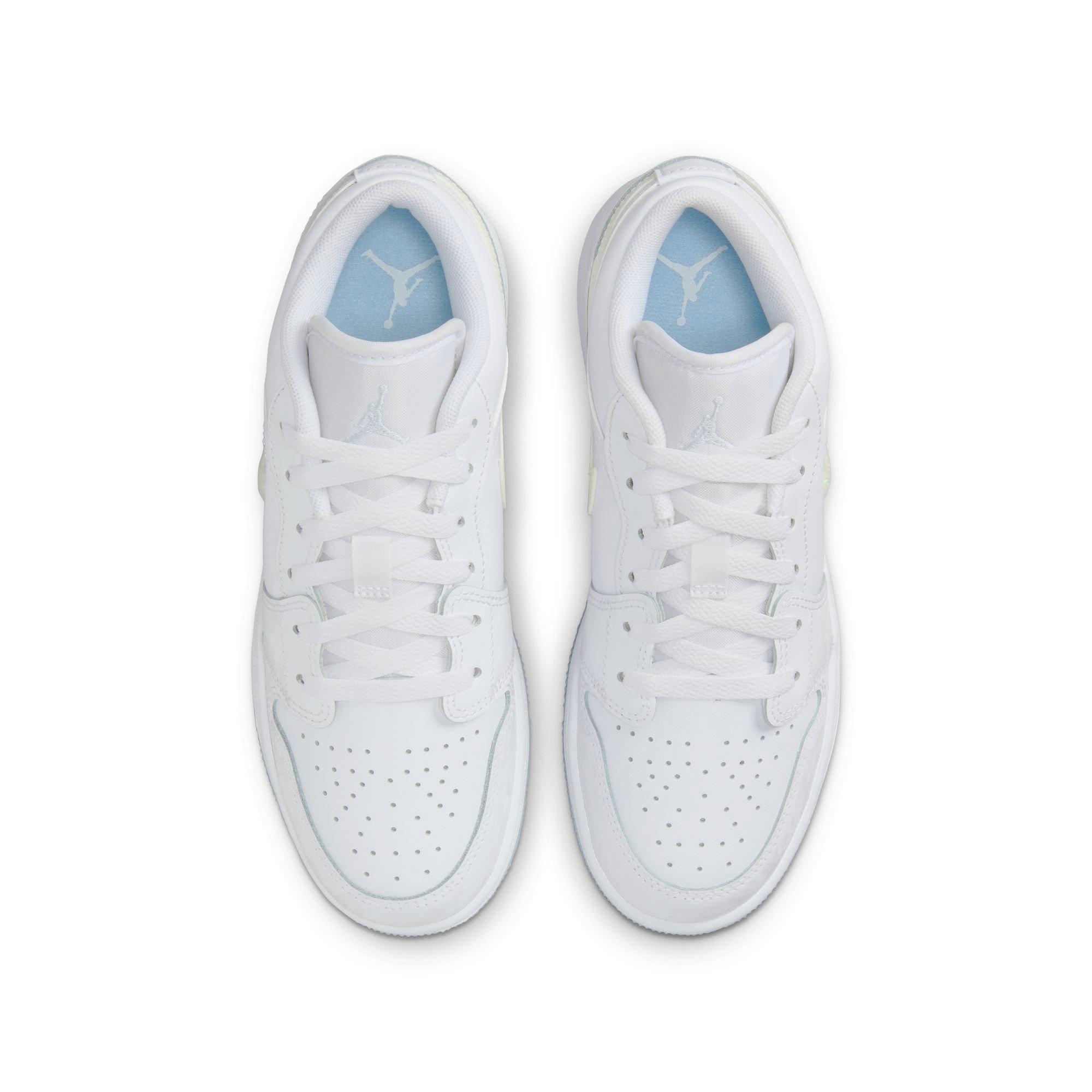 Jordan 1 Low "Frozen" Grade School Girls' Shoe - WHITE/BLUE Thumbnail View 7