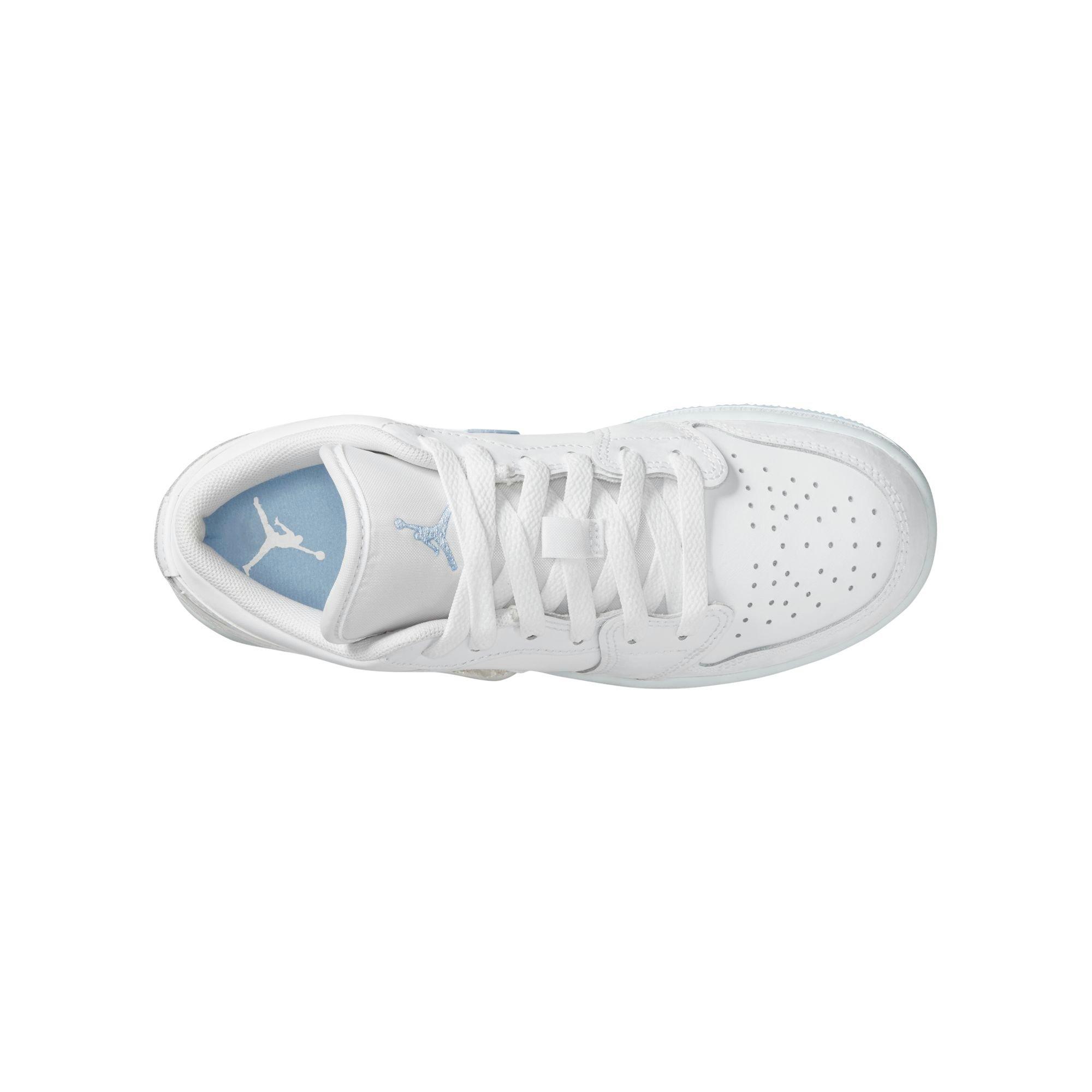 Jordan 1 Low "Frozen" Grade School Girls' Shoe - WHITE/BLUE Thumbnail View 8