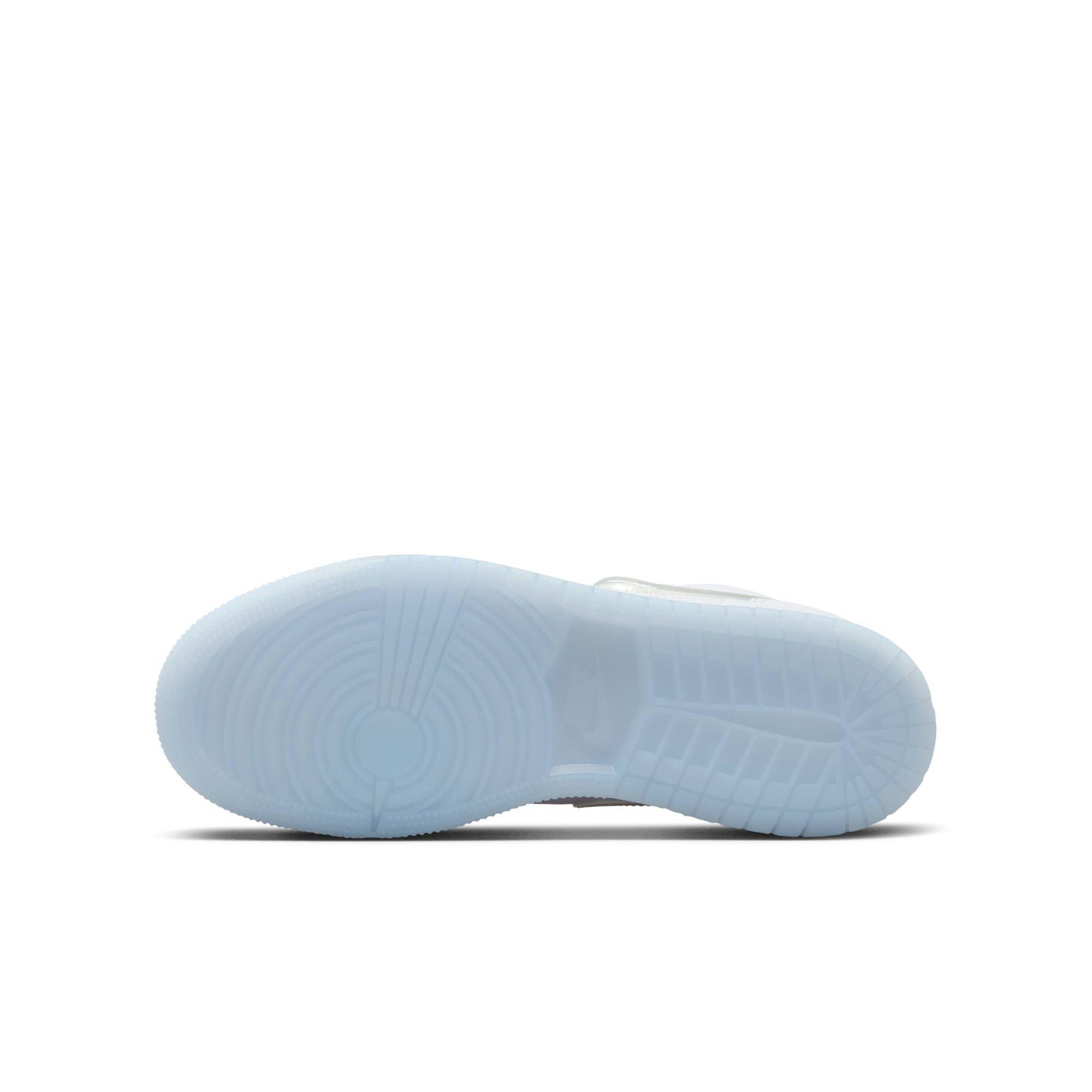 Jordan 1 Low "Frozen" Grade School Girls' Shoe - WHITE/BLUE Thumbnail View 9