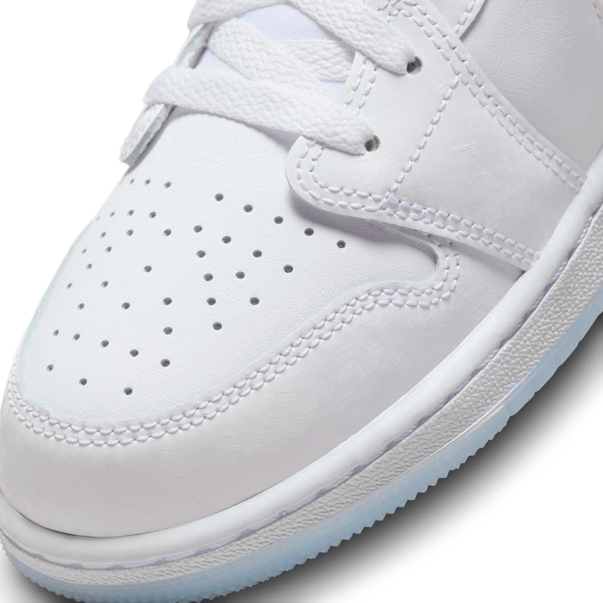 Jordan 1 Low "Frozen" Grade School Girls' Shoe - WHITE/BLUE Thumbnail View 10