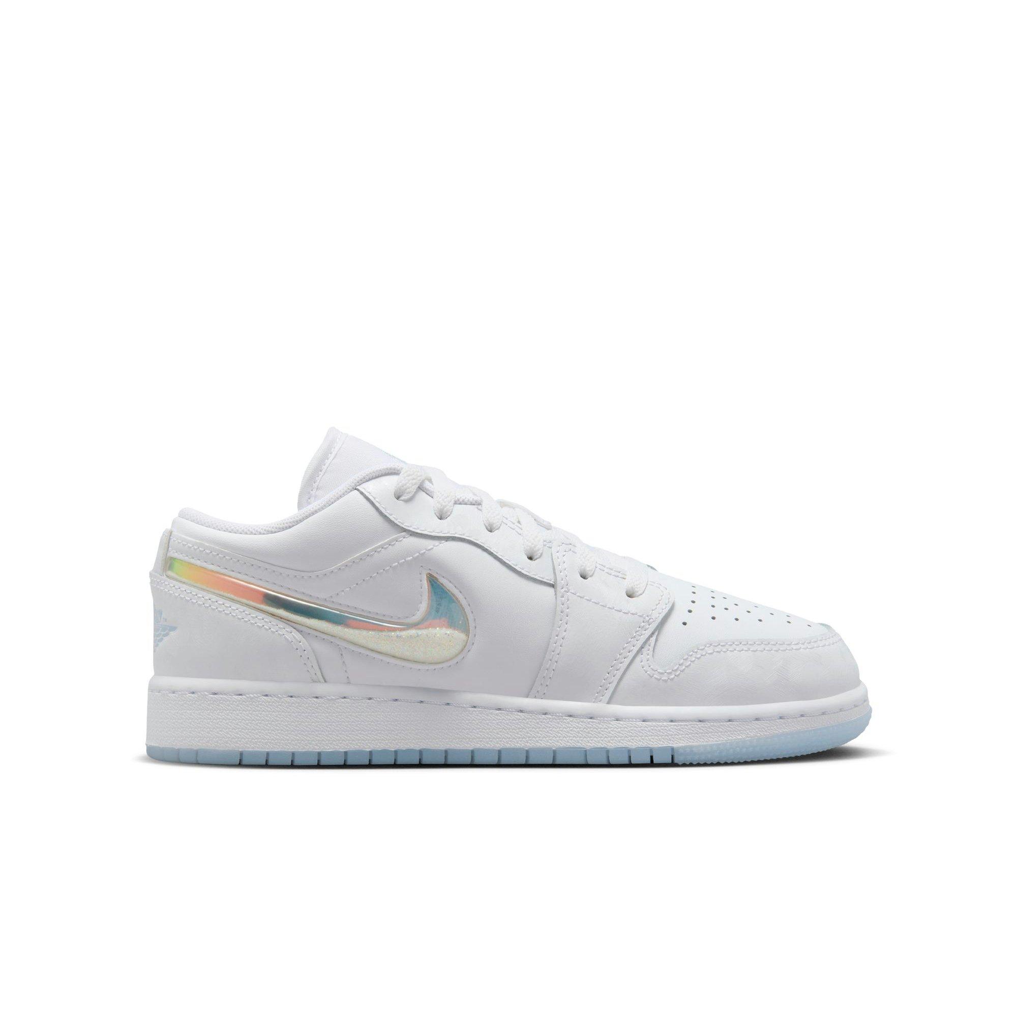 Jordan 1 Low "Frozen" Grade School Girls' Shoe - WHITE/BLUE Thumbnail View 1