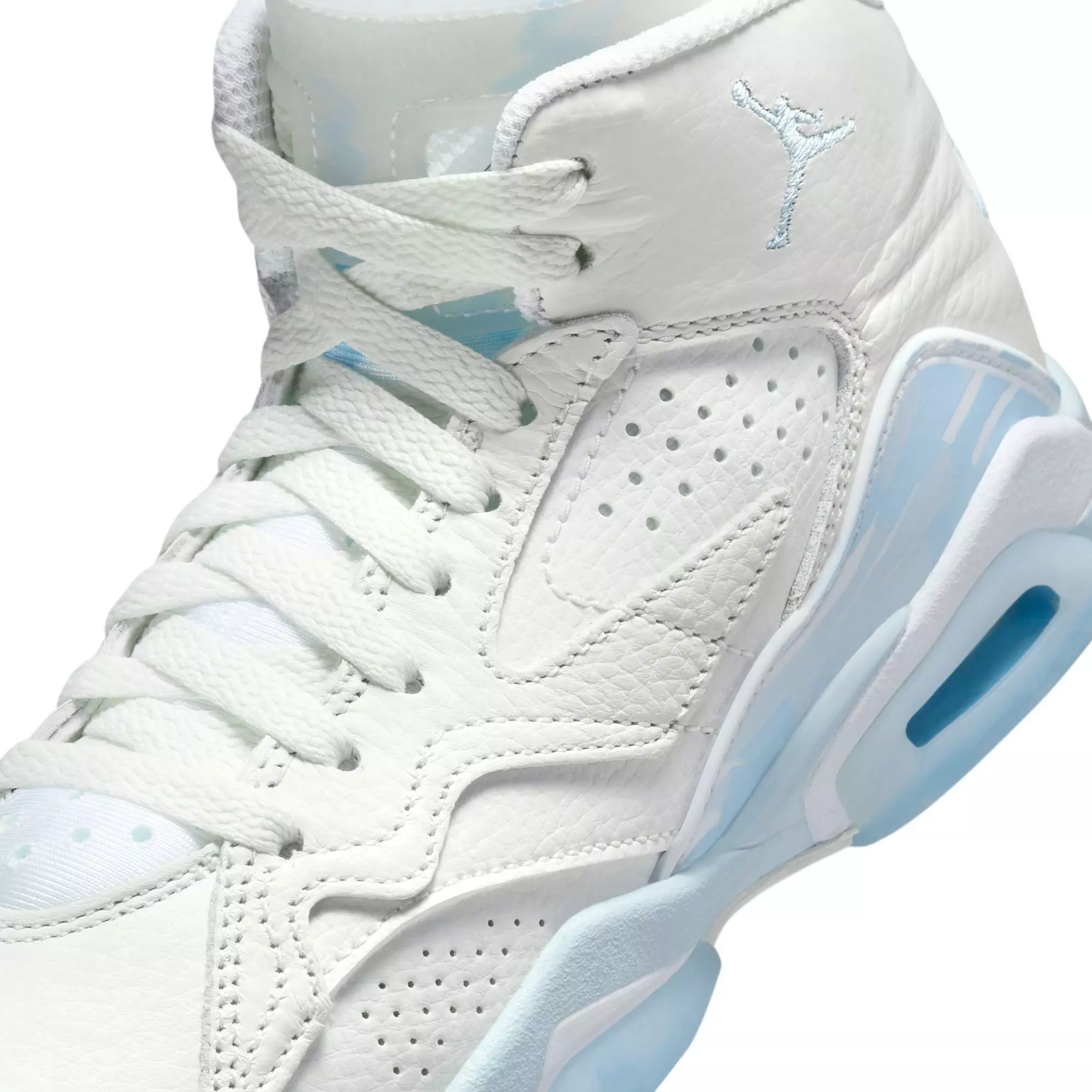Jordan MVP "Summit White/Ice Blue/Blue Tint/White" Grade School Girls' Shoe - WHITE/BLUE