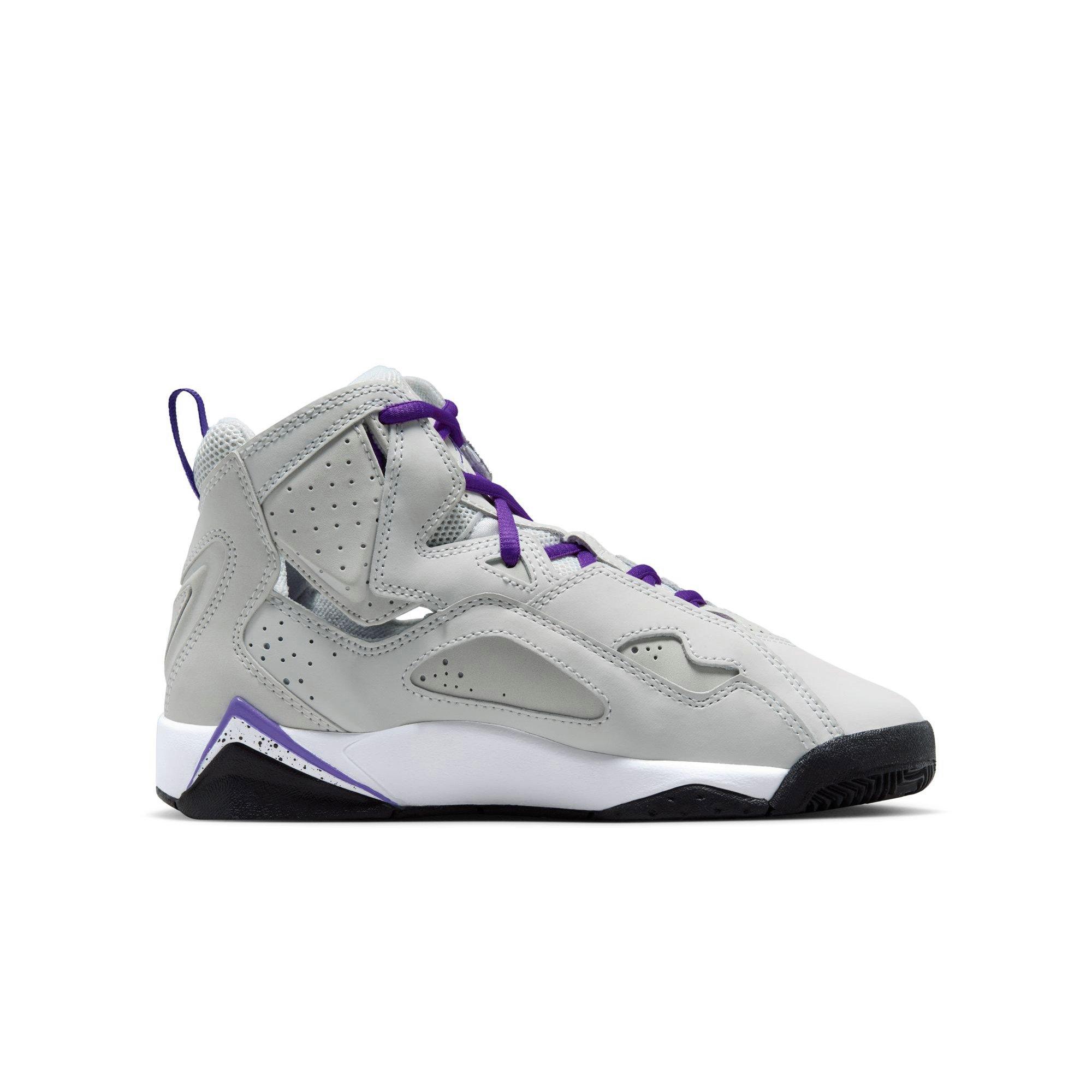 Jordan True Flight Lt Base Grey/Purple Venom Grade School Girls' Shoe