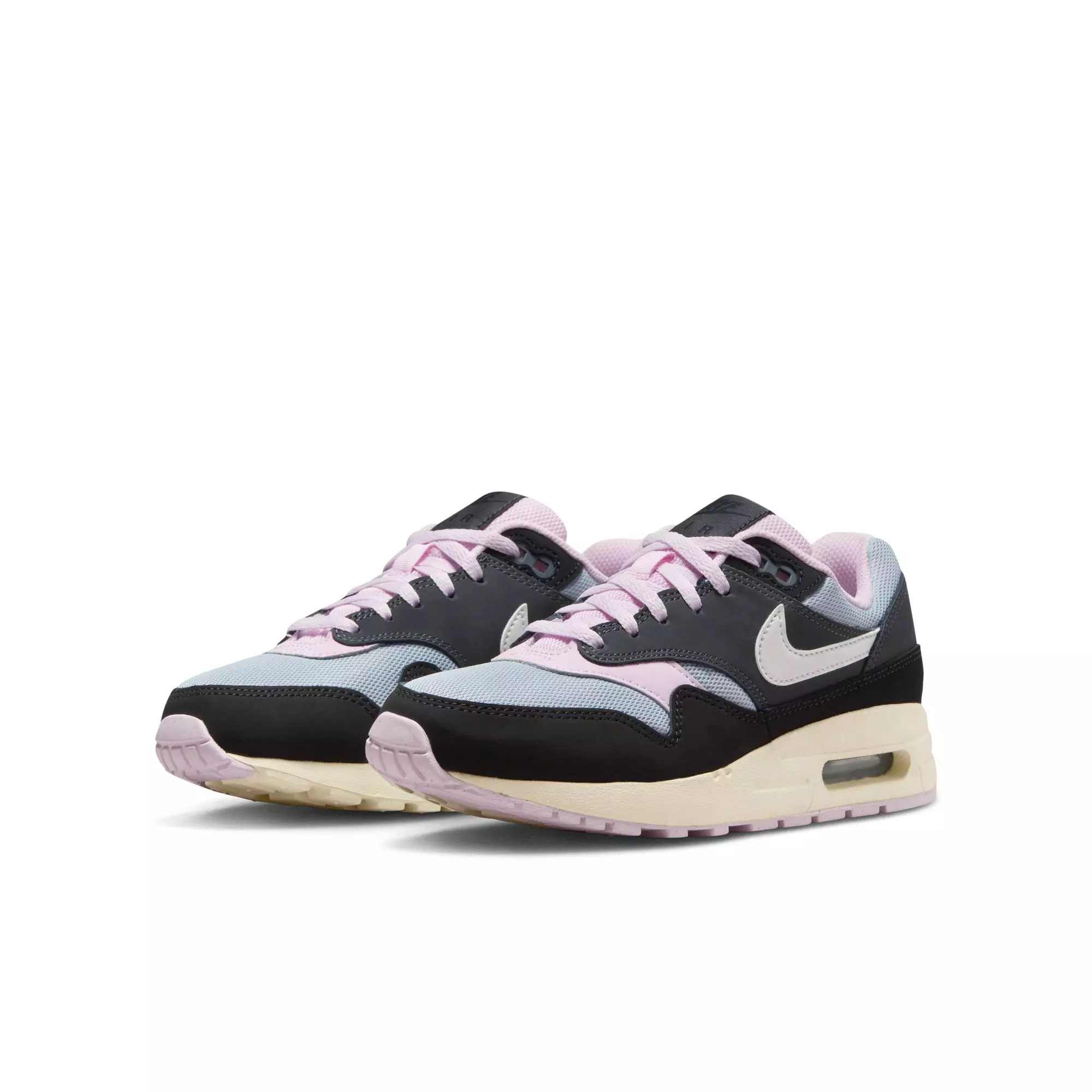 Nike Air Max 1 "Black/Summit White/Anthracite/Pink Foam" Grade School Girls' Shoe - BLACK/WHITE/PINK