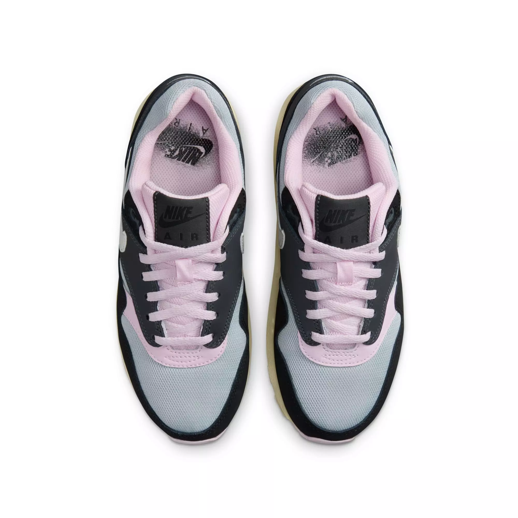 Nike Air Max 1 "Black/Summit White/Anthracite/Pink Foam" Grade School Girls' Shoe - BLACK/WHITE/PINK
