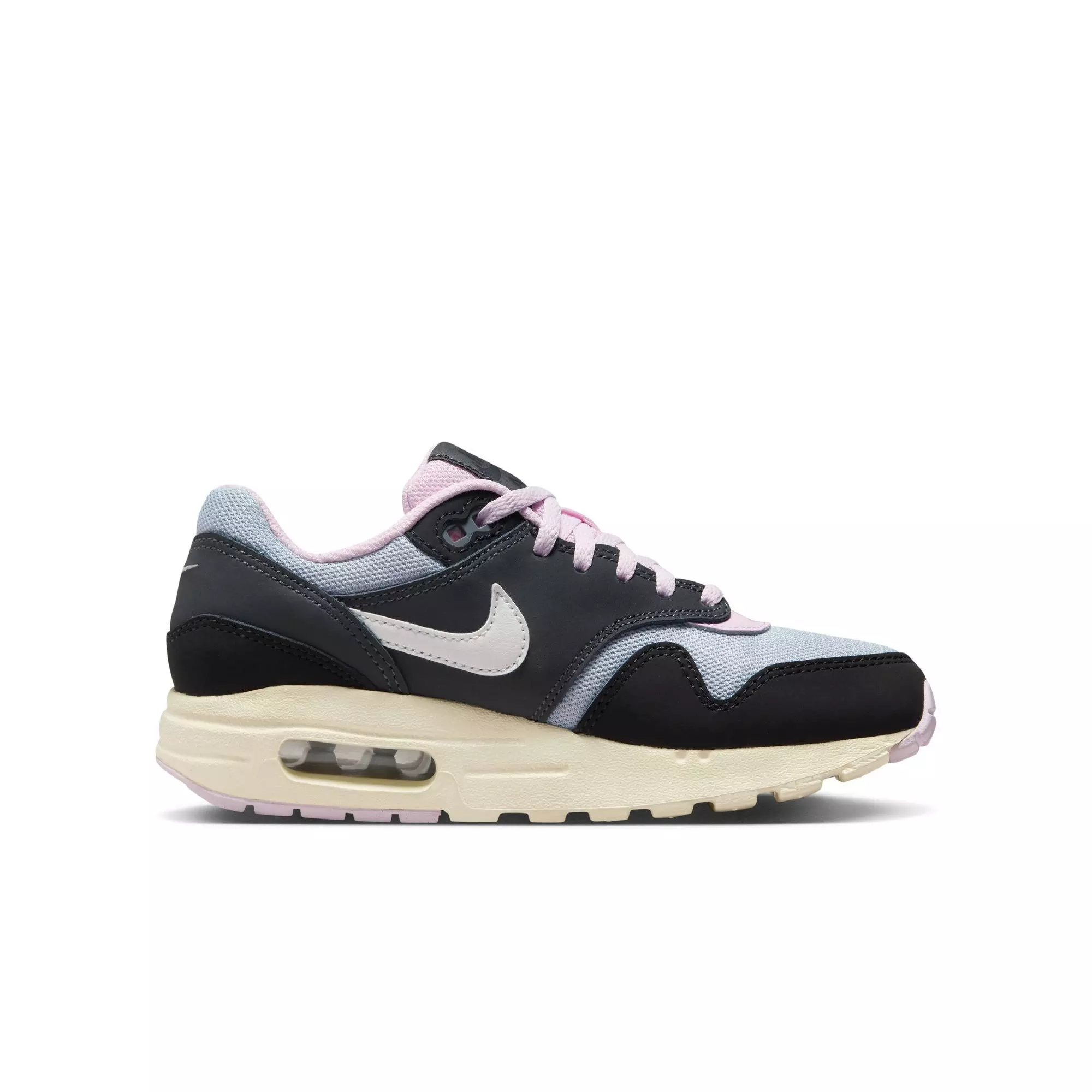 Nike Air Max 1 "Black/Summit White/Anthracite/Pink Foam" Grade School Girls' Shoe - BLACK/WHITE/PINK