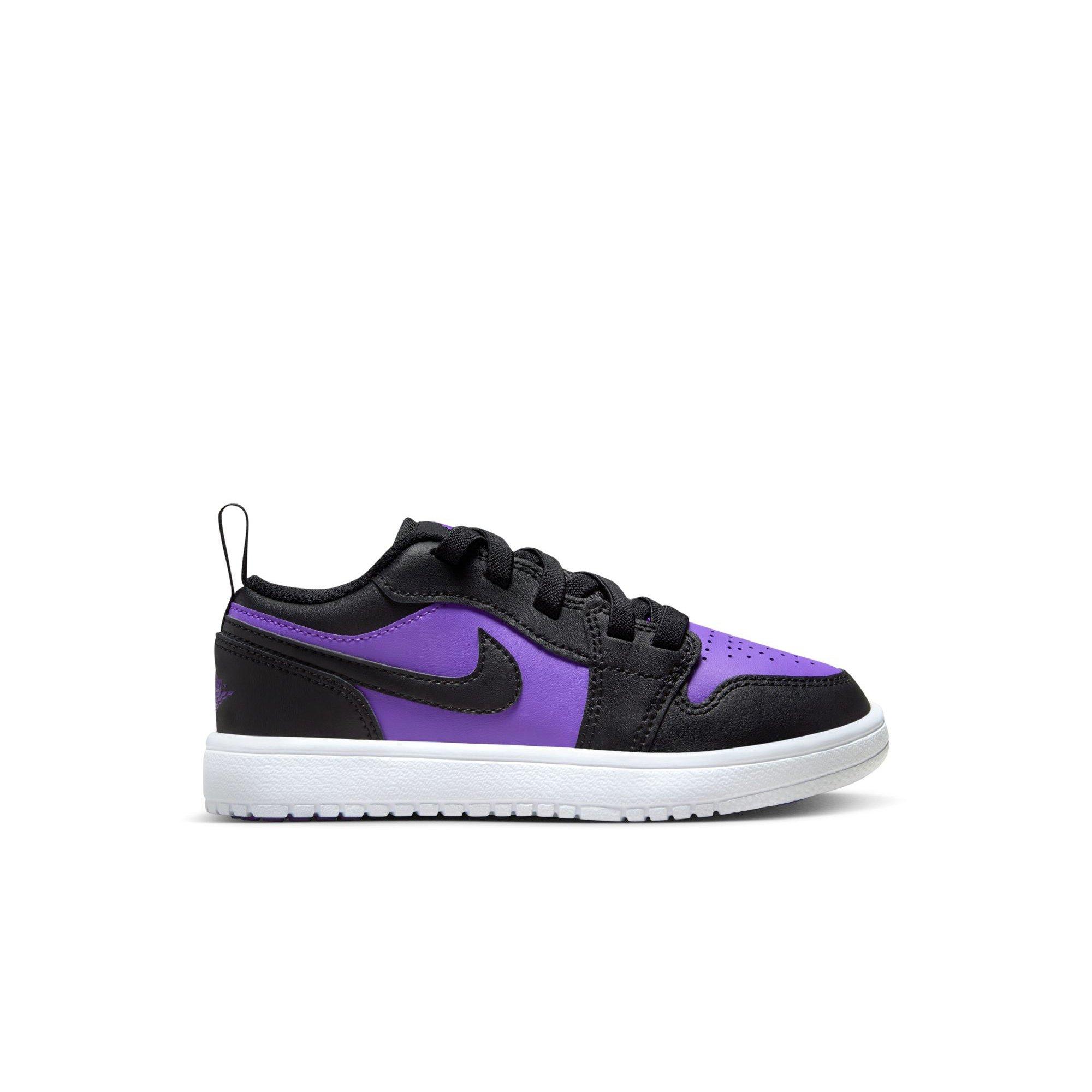 Jordan 1 Low Purple Venom/Black/White Preschool Girls' Shoe - Hibbett