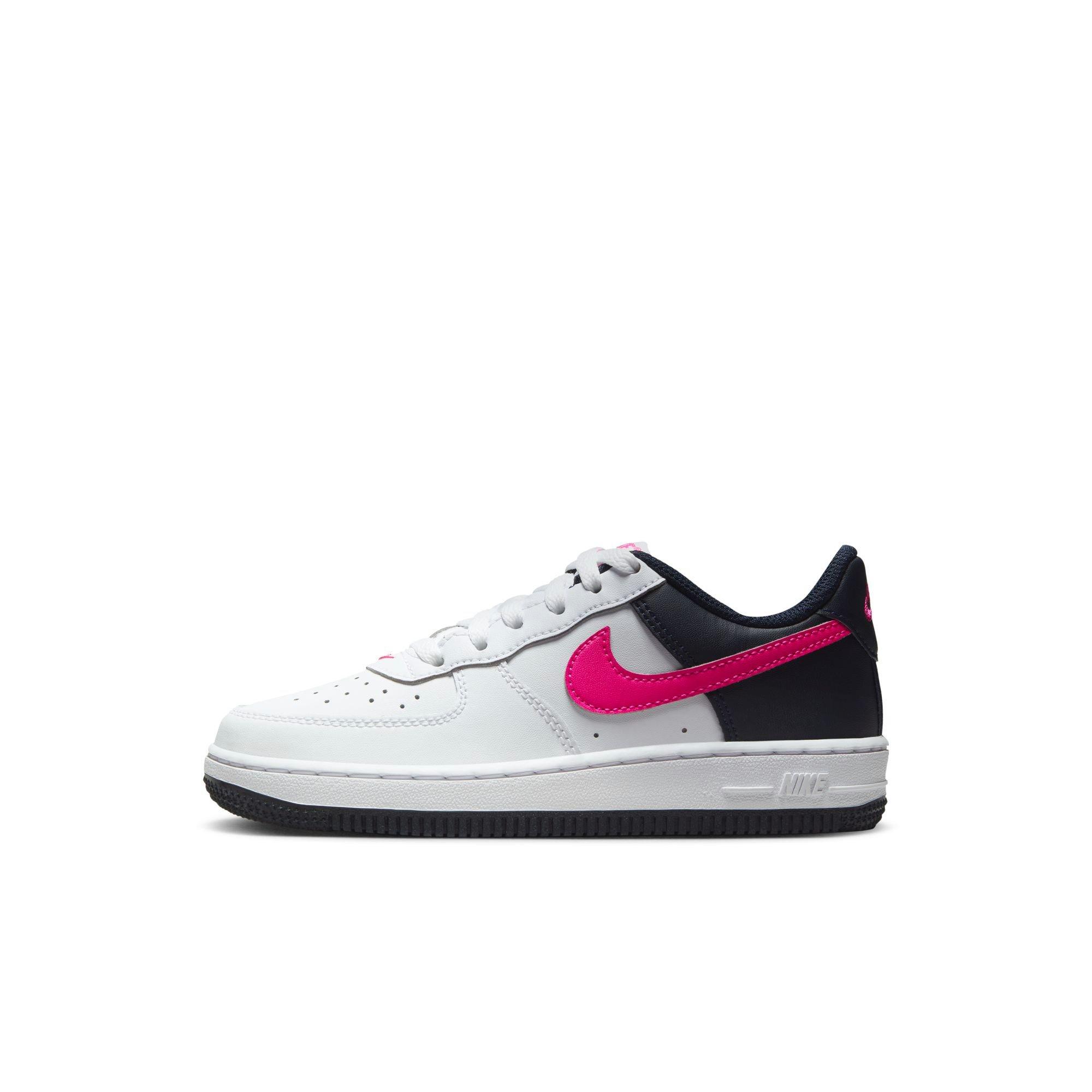 Nike Air Force 1 "White/Fierce Pink/Dark Obsidian" Preschool Girls' Shoe - WHITE/PINK Thumbnail View 3