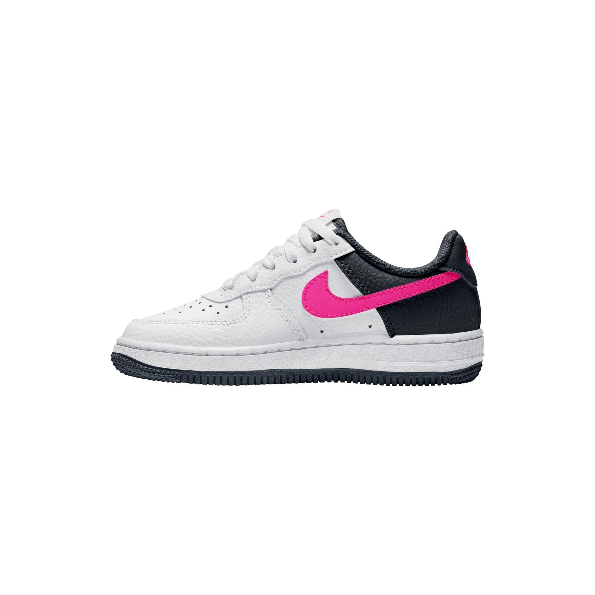 Nike Air Force 1 "White/Fierce Pink/Dark Obsidian" Preschool Girls' Shoe - WHITE/PINK Thumbnail View 4