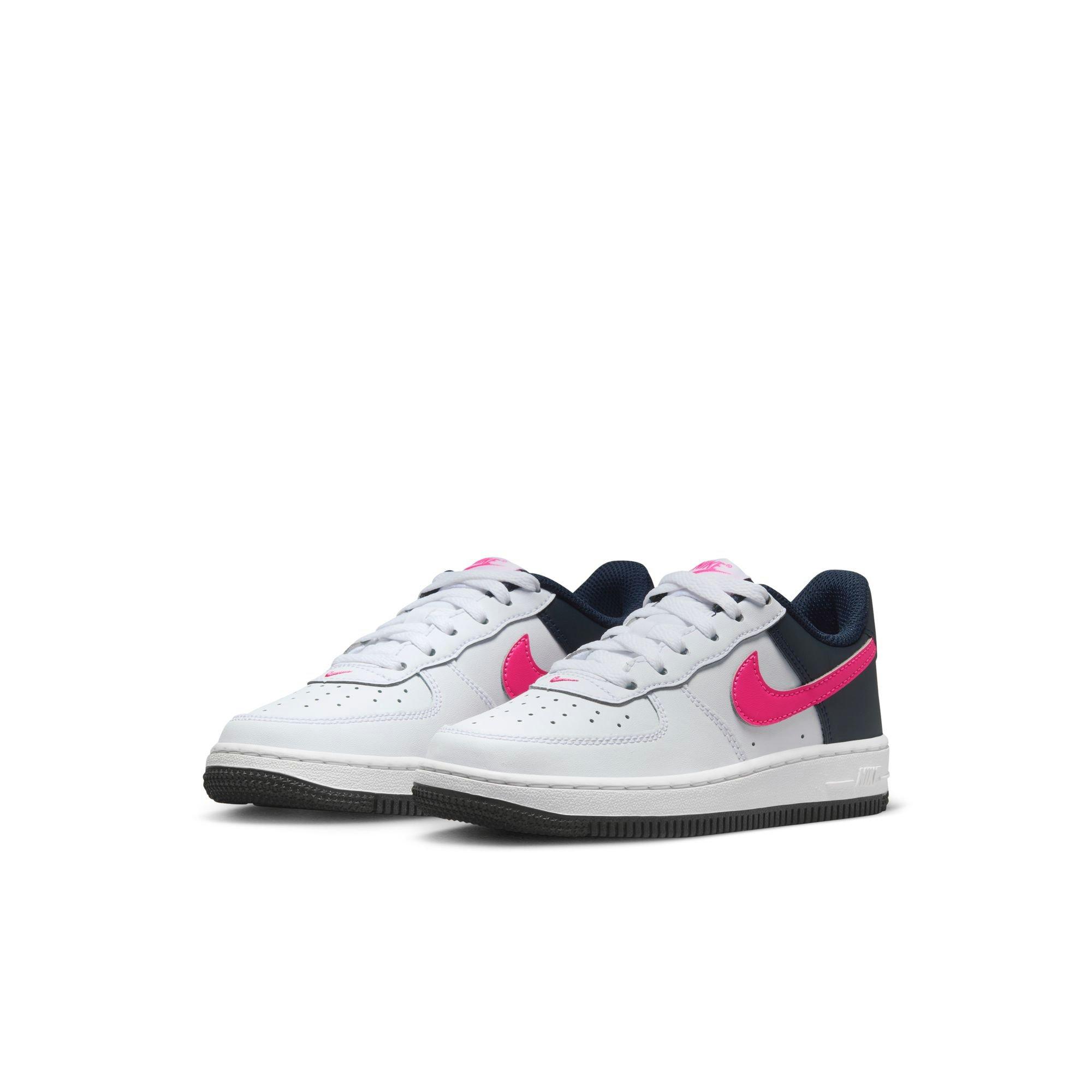 Nike Air Force 1 "White/Fierce Pink/Dark Obsidian" Preschool Girls' Shoe - WHITE/PINK Thumbnail View 5