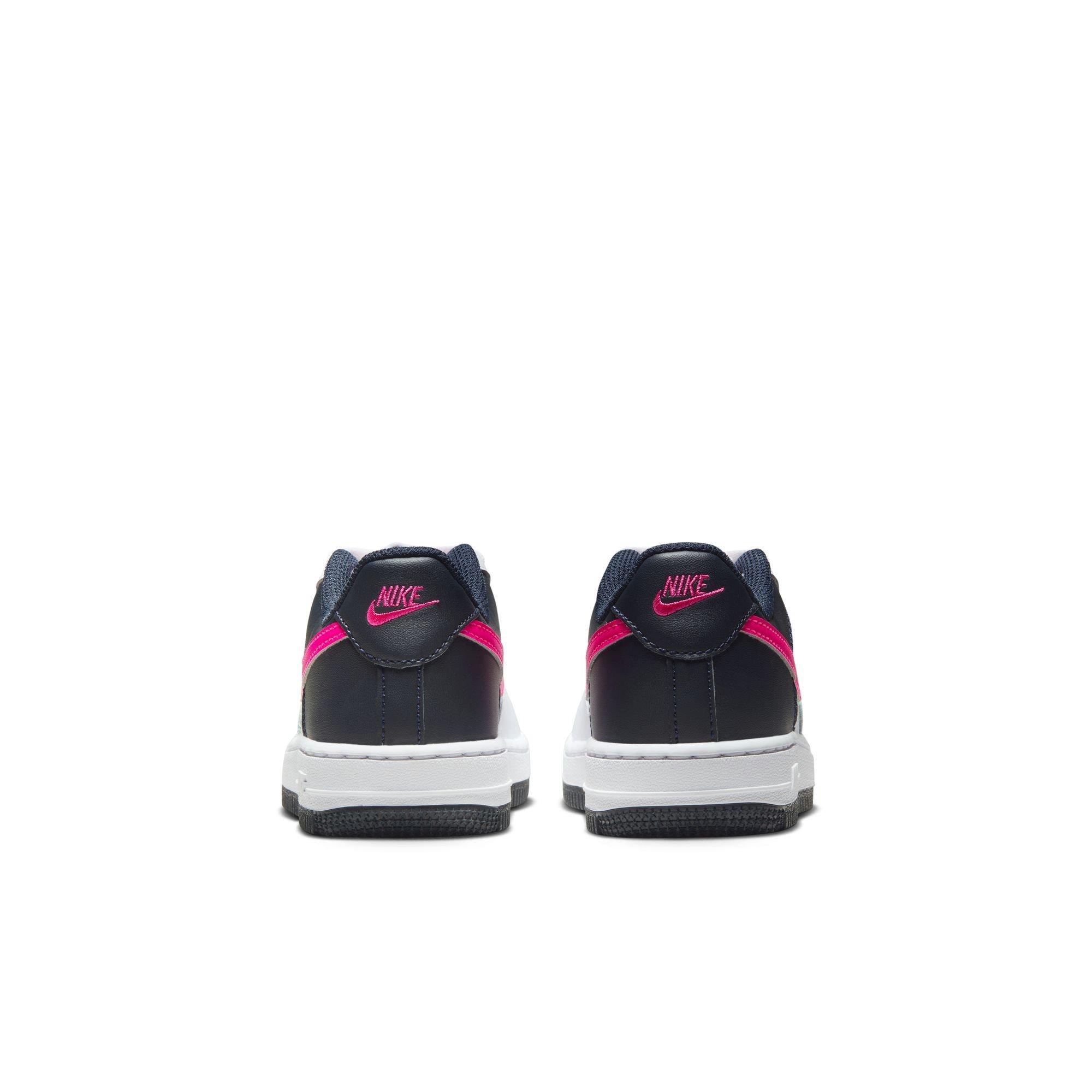 Nike Air Force 1 "White/Fierce Pink/Dark Obsidian" Preschool Girls' Shoe - WHITE/PINK Thumbnail View 6