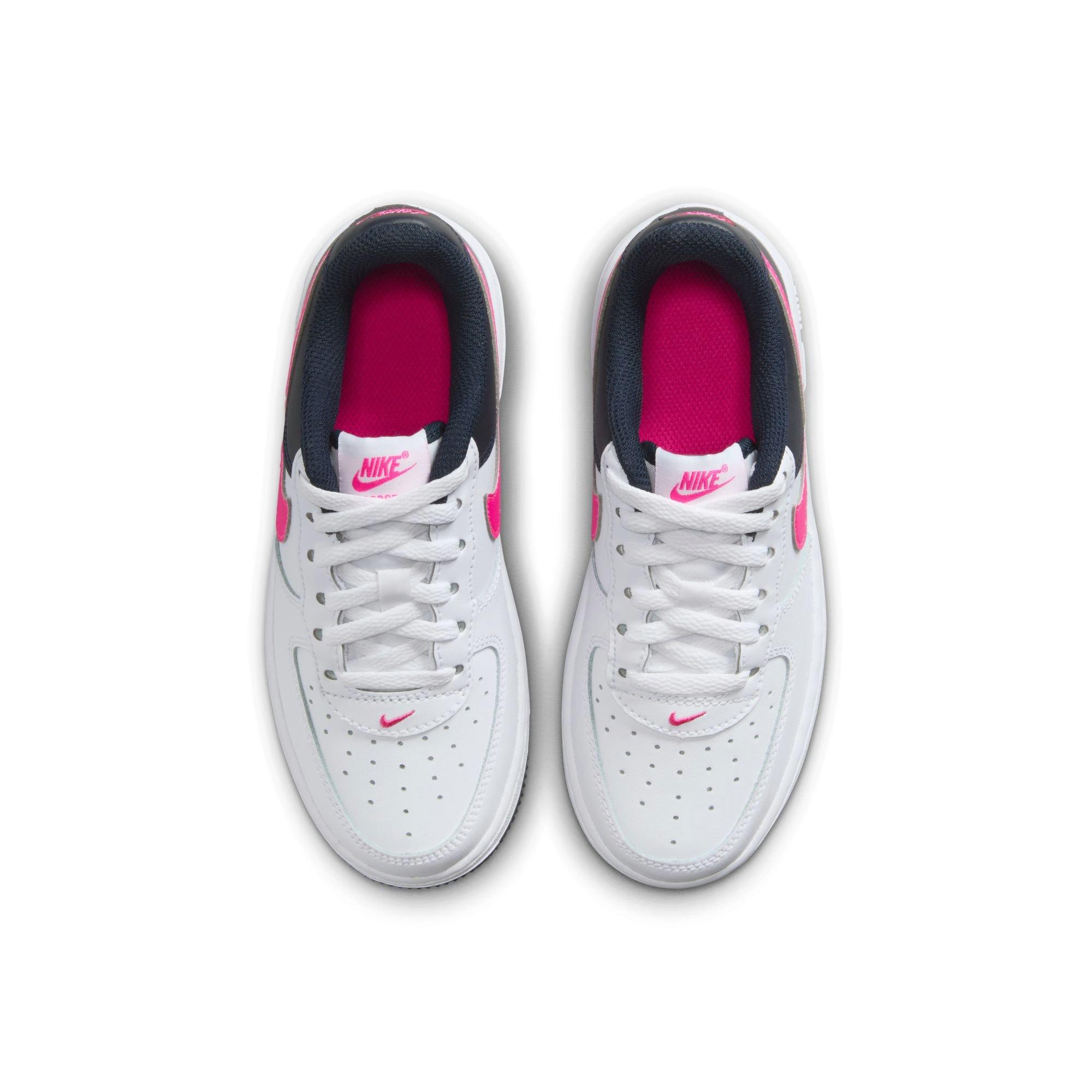 Nike Air Force 1 "White/Fierce Pink/Dark Obsidian" Preschool Girls' Shoe - WHITE/PINK Thumbnail View 7