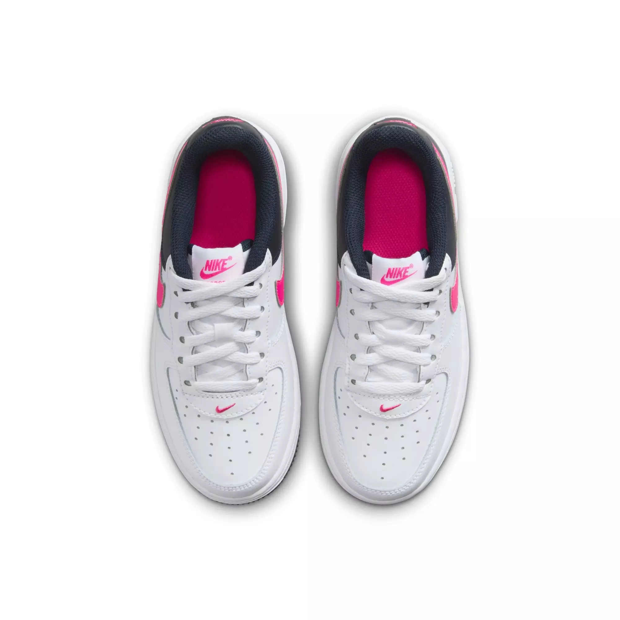 Nike Air Force 1 "White/Fierce Pink/Dark Obsidian" Preschool Girls' Shoe - WHITE/PINK