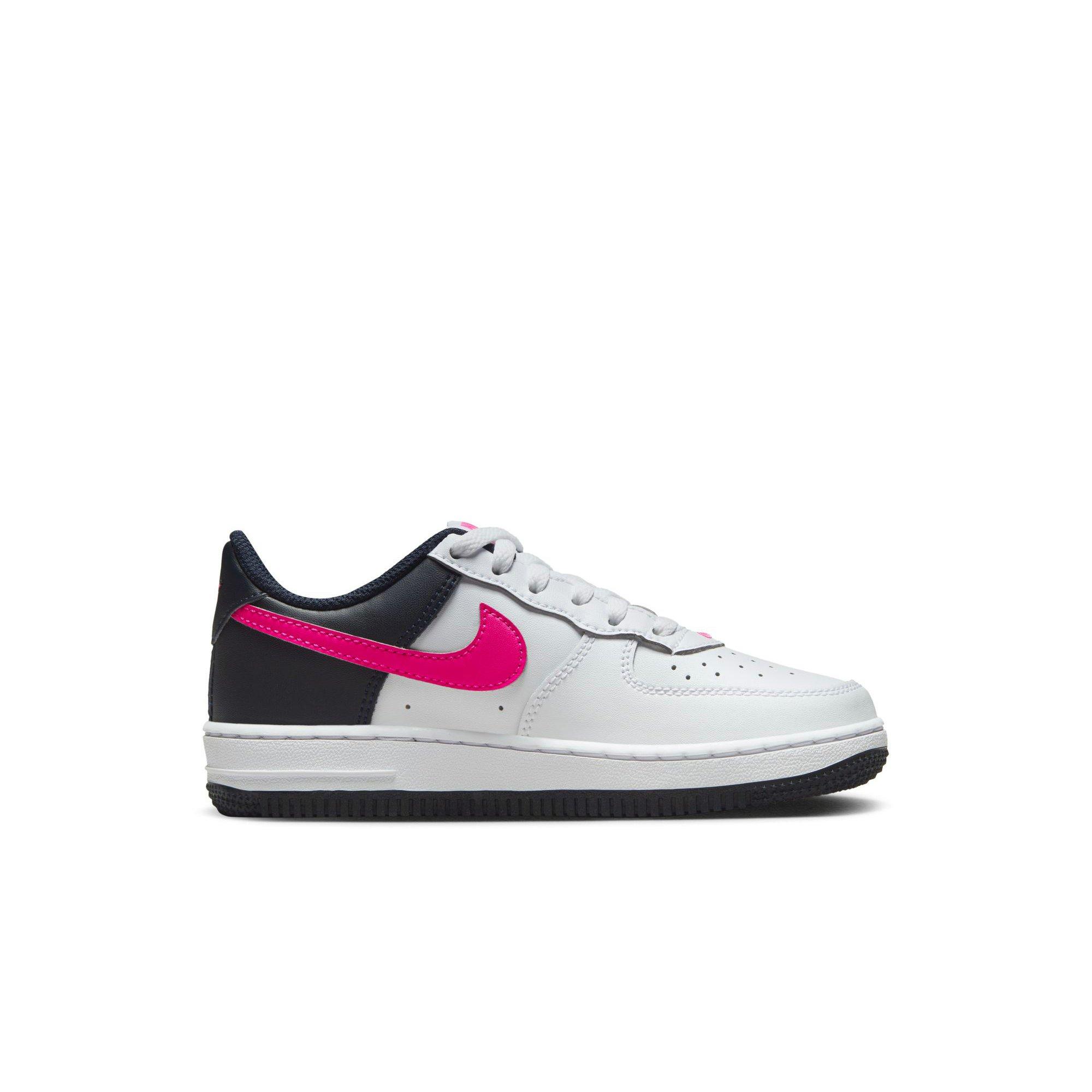 Nike Air Force 1 "White/Fierce Pink/Dark Obsidian" Preschool Girls' Shoe - WHITE/PINK Thumbnail View 2