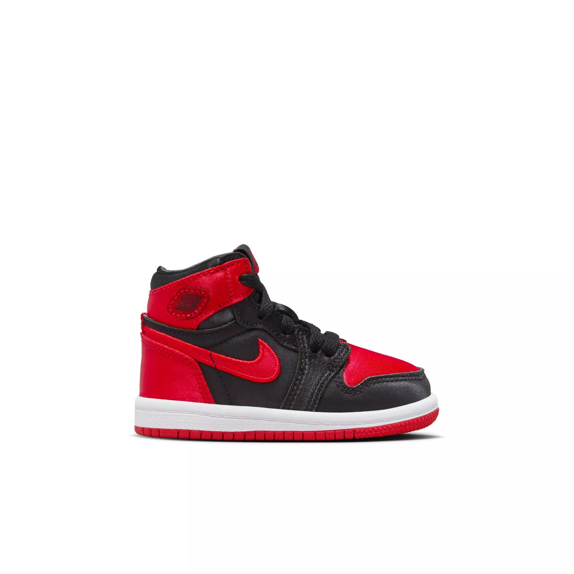 Air Jordan 1 Retro Hi OG Satin Bred Womens Lifestyle Shoes (Black/Red)