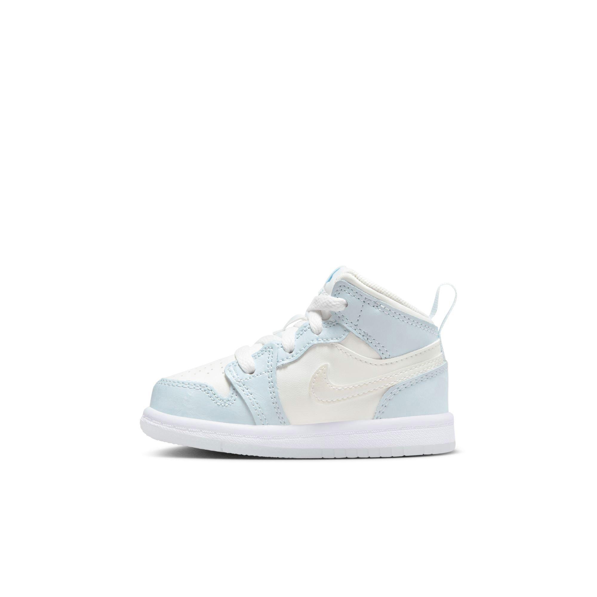 Jordan 1 Mid "Frozen" Toddler Girls' Shoe - WHITE/BLUE Thumbnail View 4
