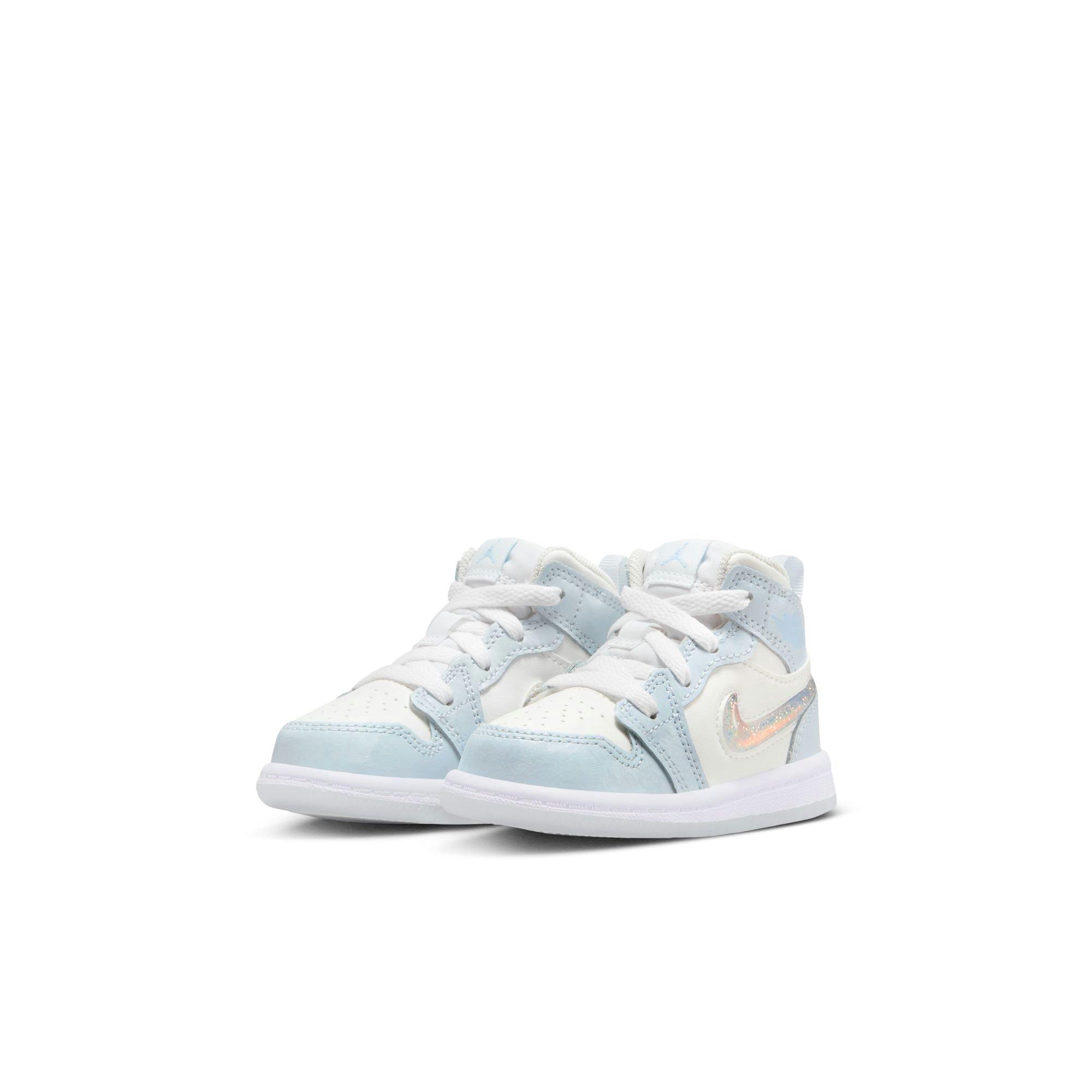 Jordan 1 Mid "Frozen" Toddler Girls' Shoe - WHITE/BLUE Thumbnail View 5