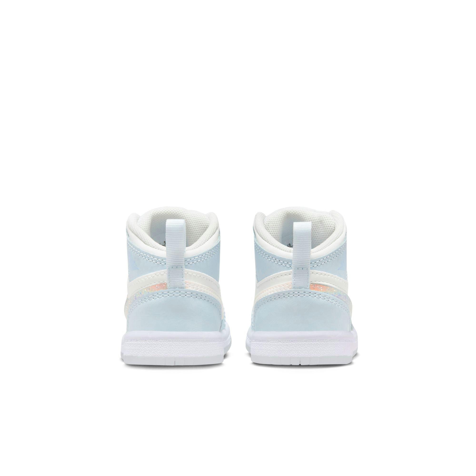 Jordan 1 Mid "Frozen" Toddler Girls' Shoe - WHITE/BLUE Thumbnail View 6