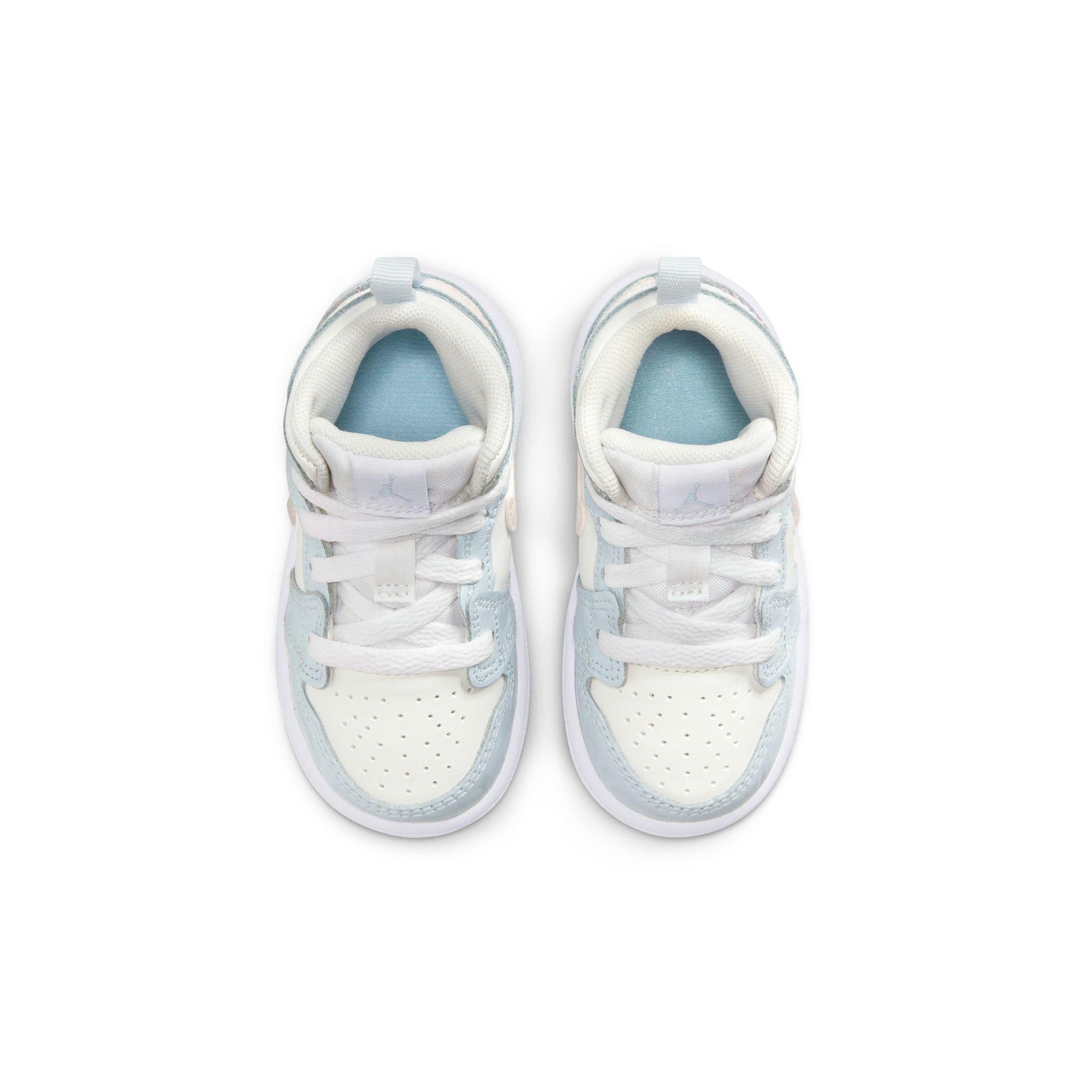 Jordan 1 Mid "Frozen" Toddler Girls' Shoe - WHITE/BLUE Thumbnail View 7