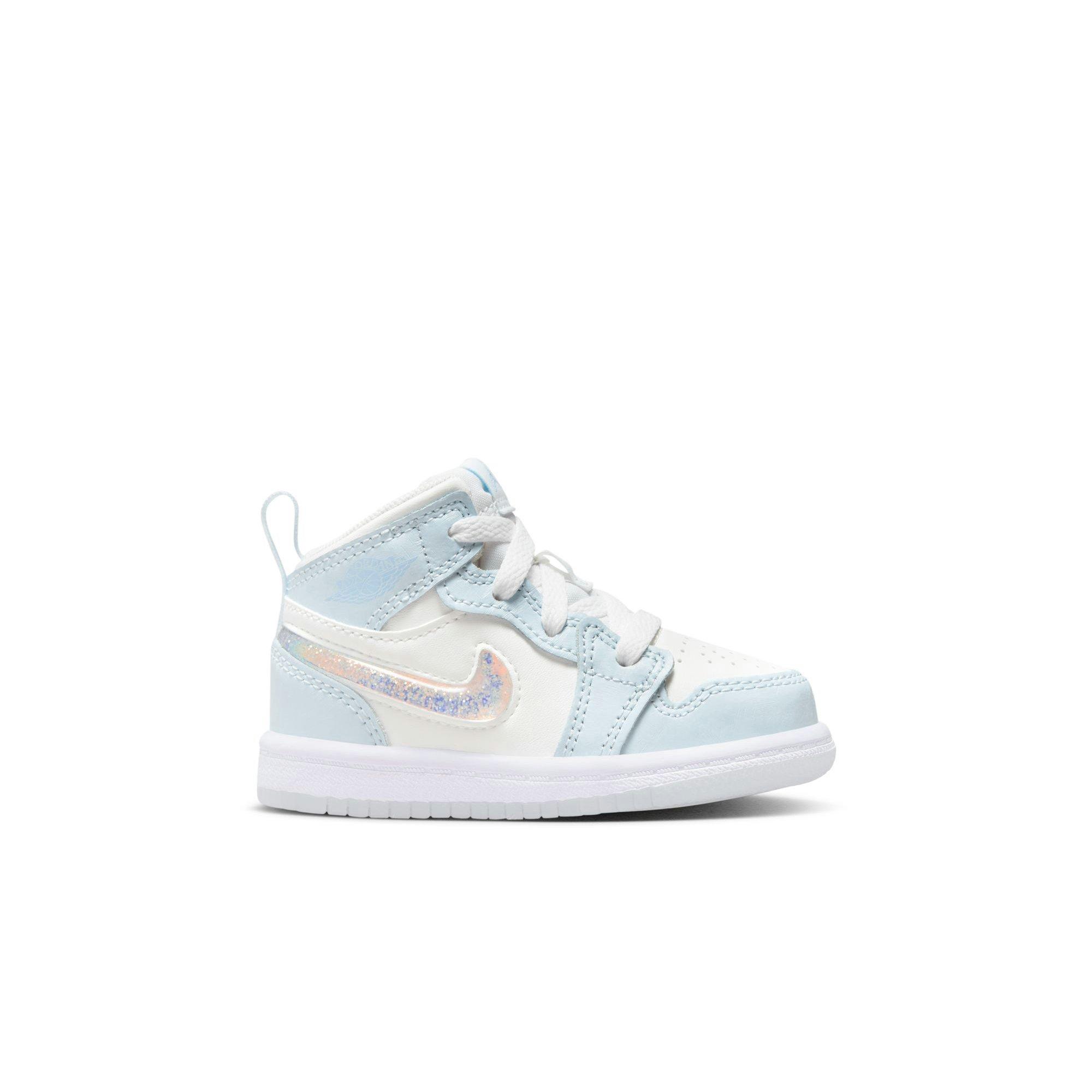 Jordan 1 Mid "Frozen" Toddler Girls' Shoe - WHITE/BLUE Thumbnail View 1