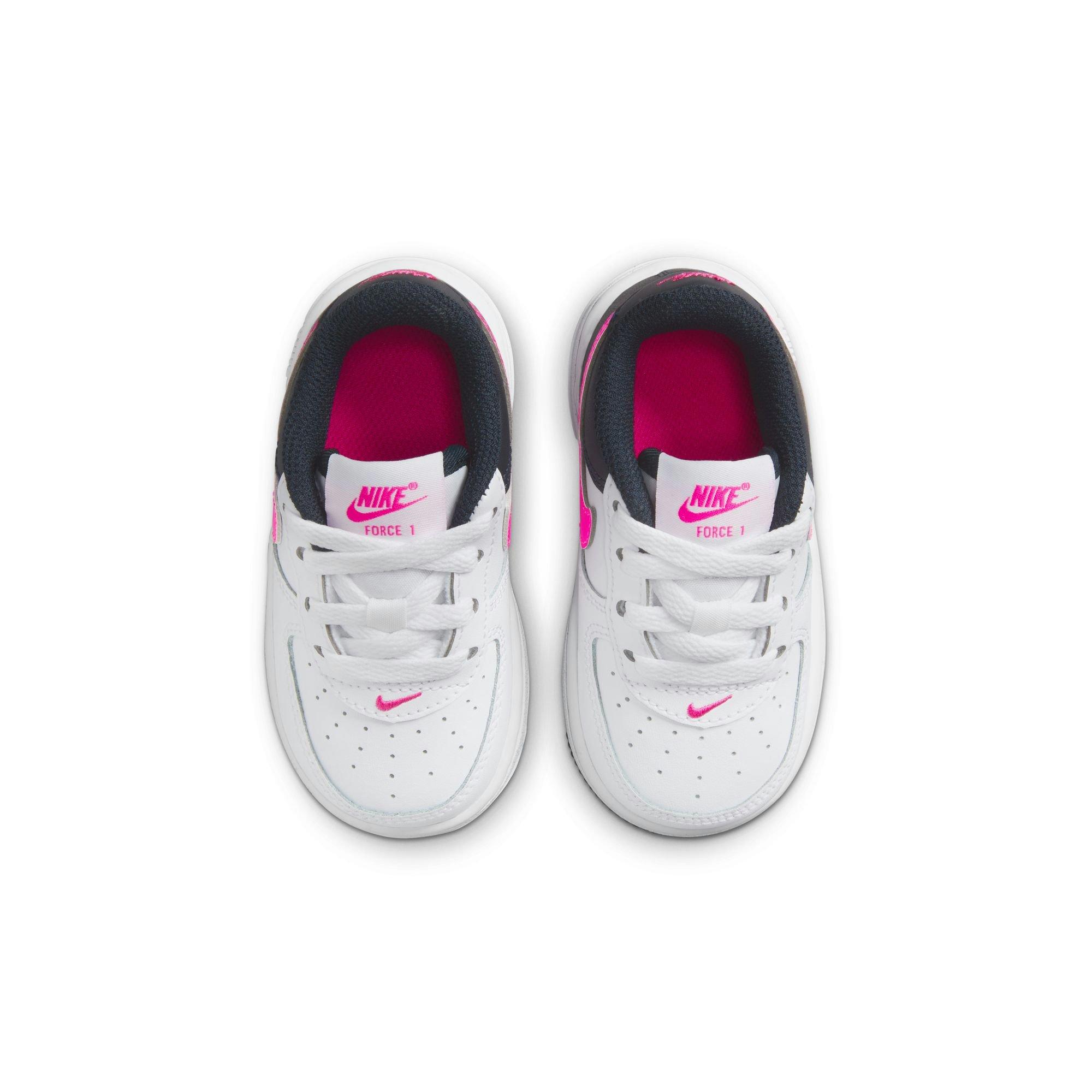 Nike Air Force 1 "White/Fierce Pink/Dark Obisdian" Toddler Girls' Shoe - WHITE/PINK Thumbnail View 7