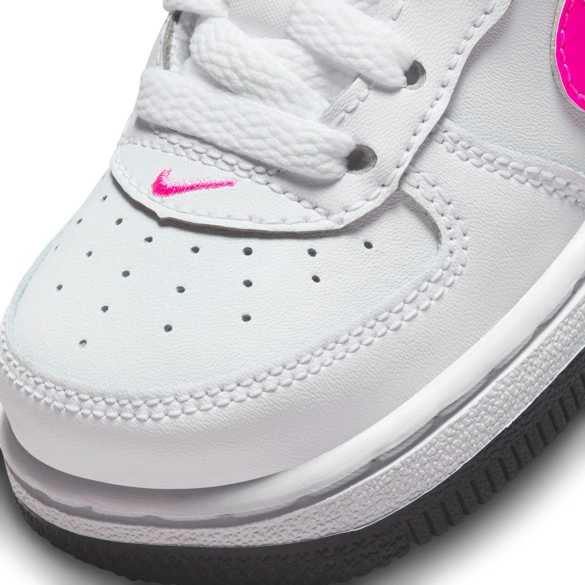 Nike Air Force 1 "White/Fierce Pink/Dark Obisdian" Toddler Girls' Shoe - WHITE/PINK Thumbnail View 9